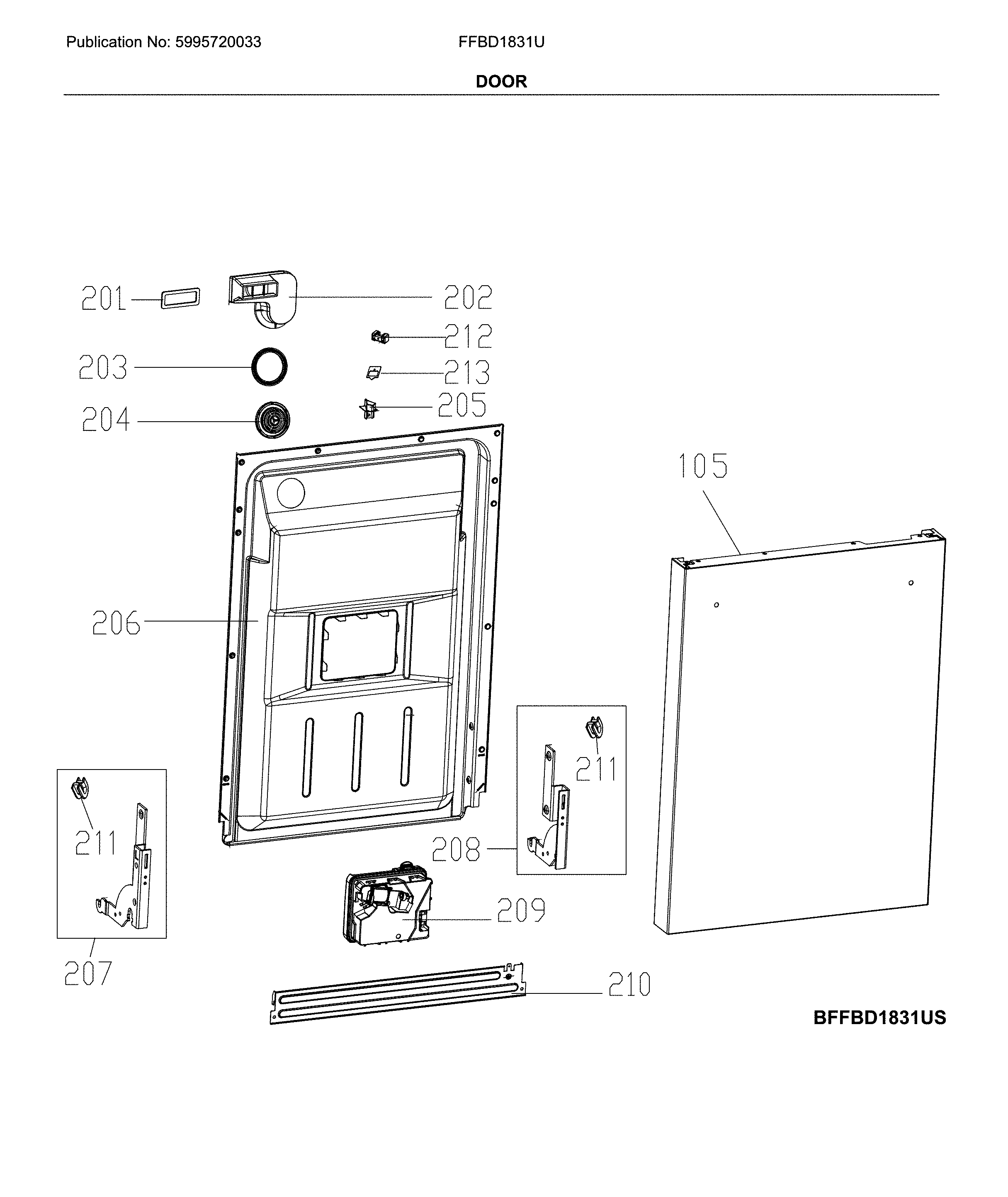 Frigidaire FFBD1831US door diagram