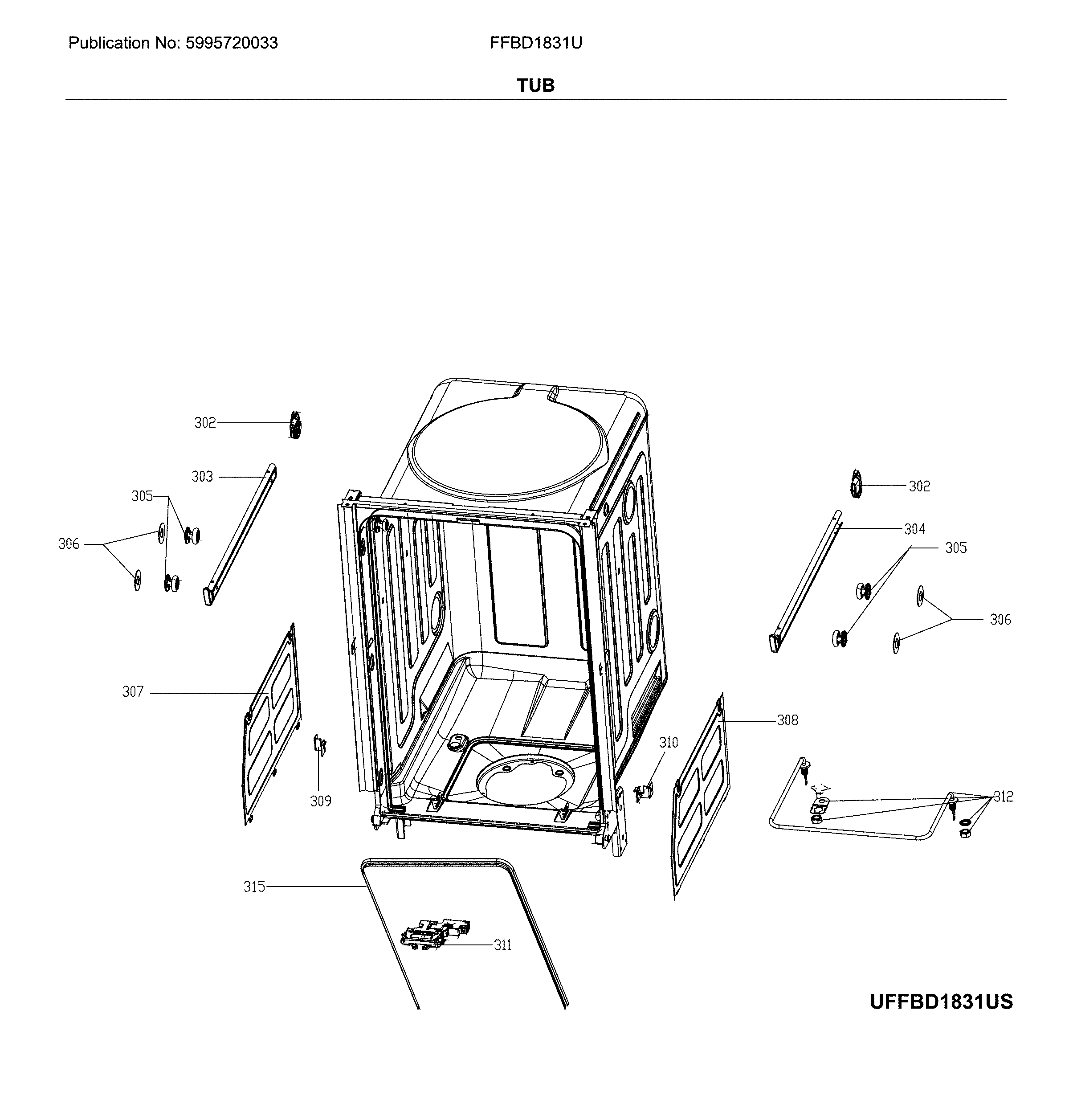 Frigidaire FFBD1831US tub diagram