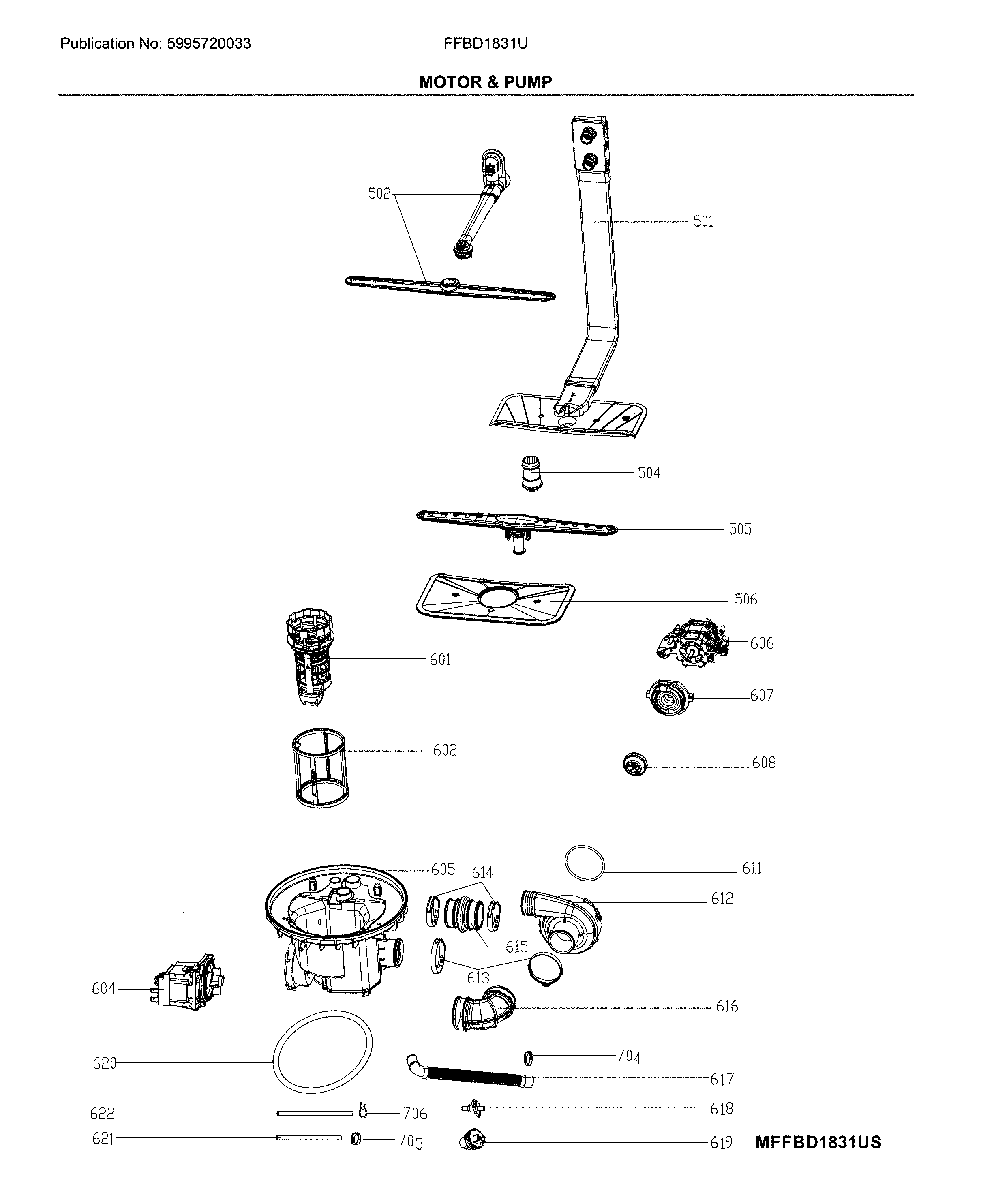 Frigidaire FFBD1831US motor & pump diagram