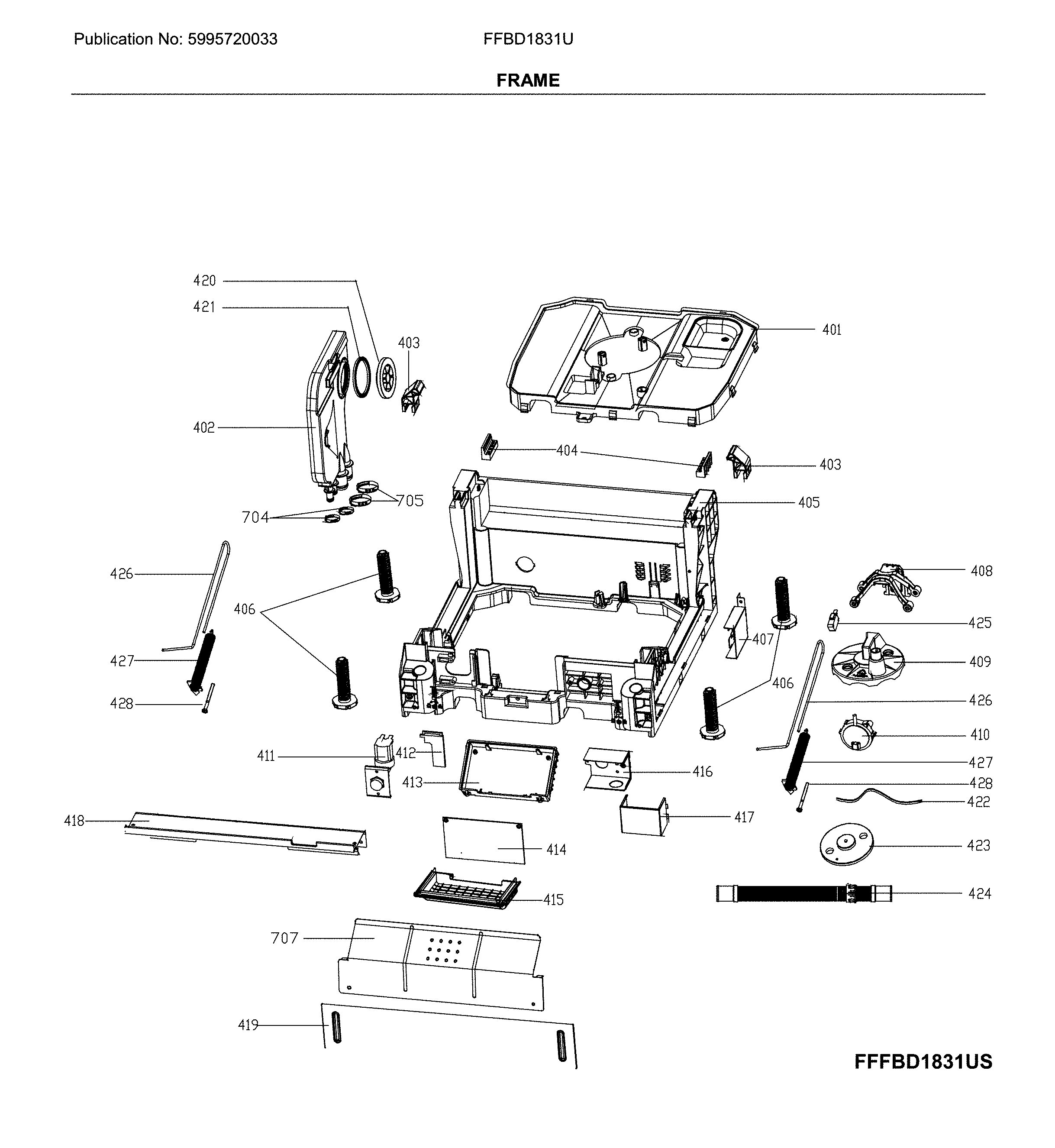 Frigidaire FFBD1831US frame diagram