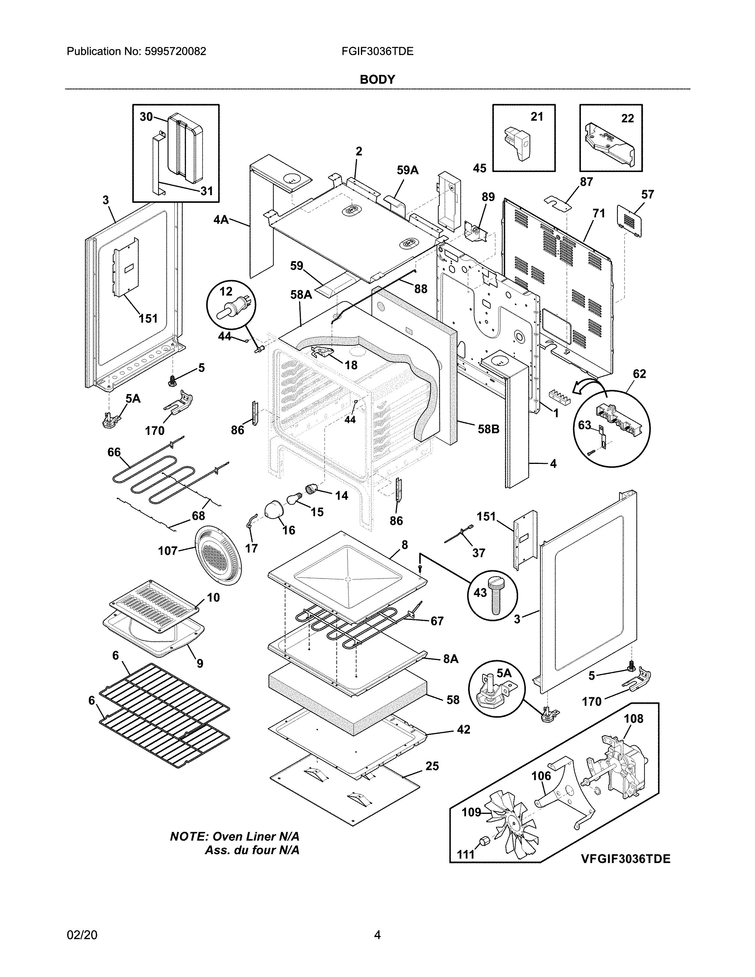 Frigidaire FGIF3036TDE body diagram
