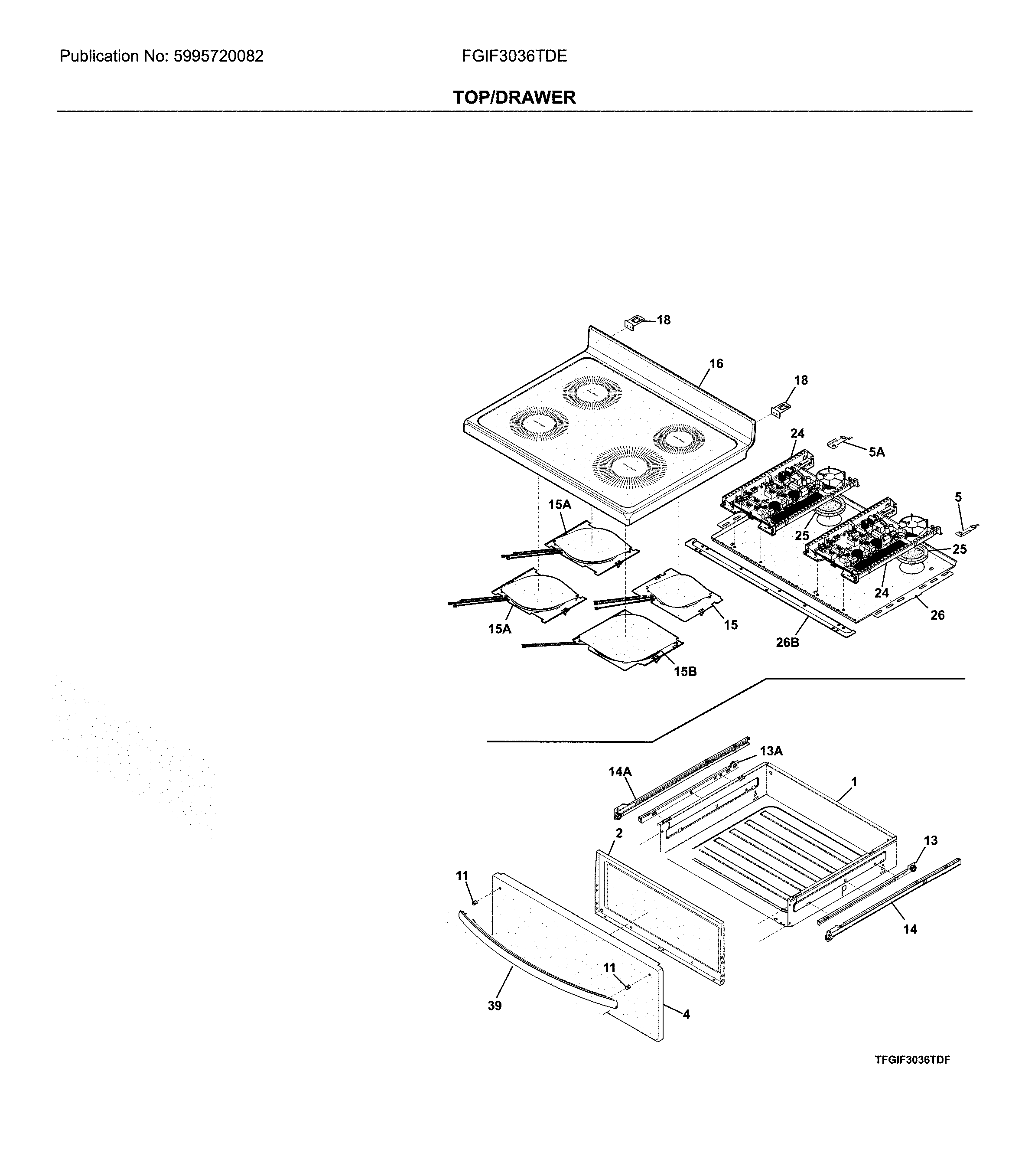 Frigidaire FGIF3036TDE top/drawer diagram