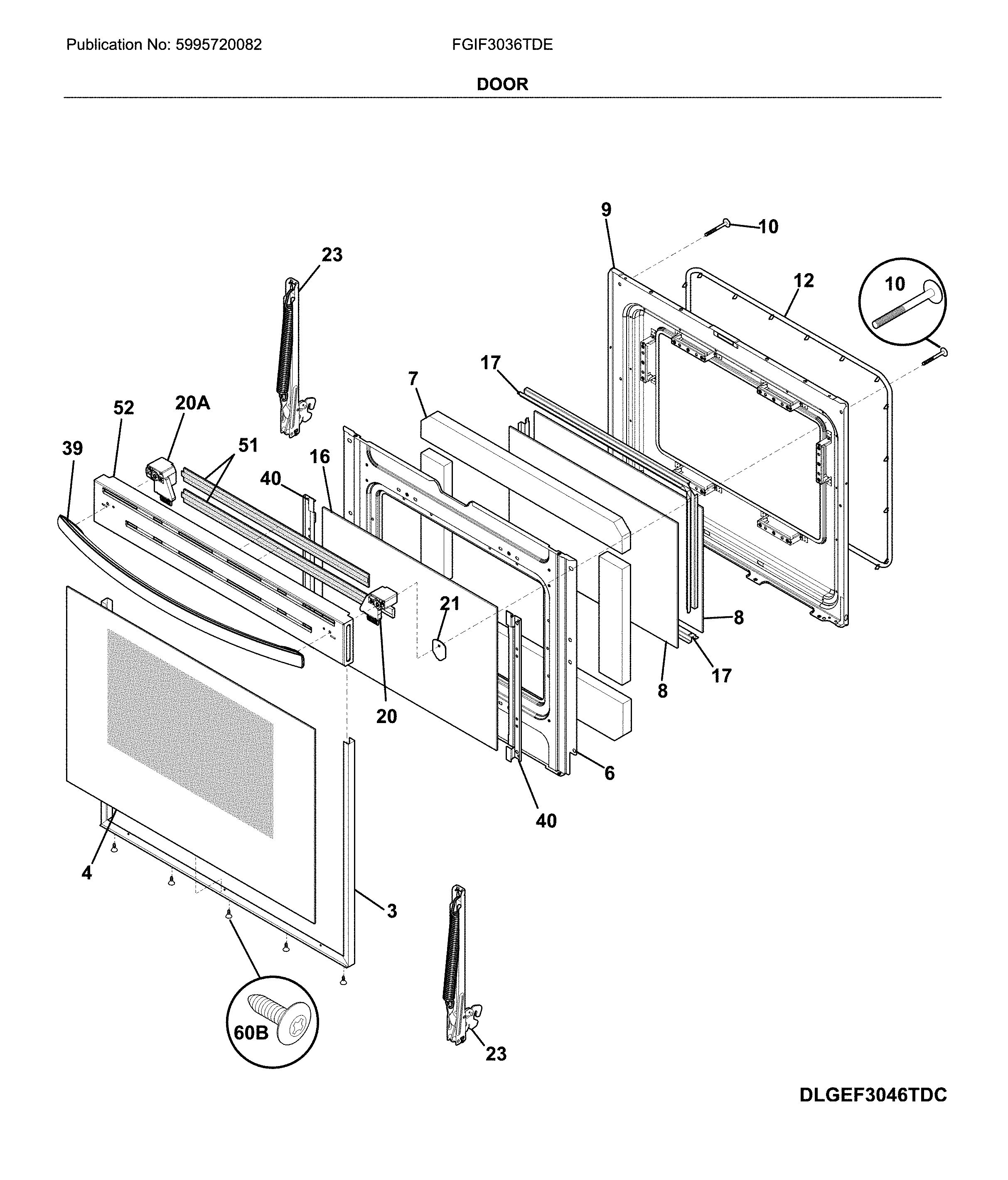 Frigidaire FGIF3036TDE door diagram