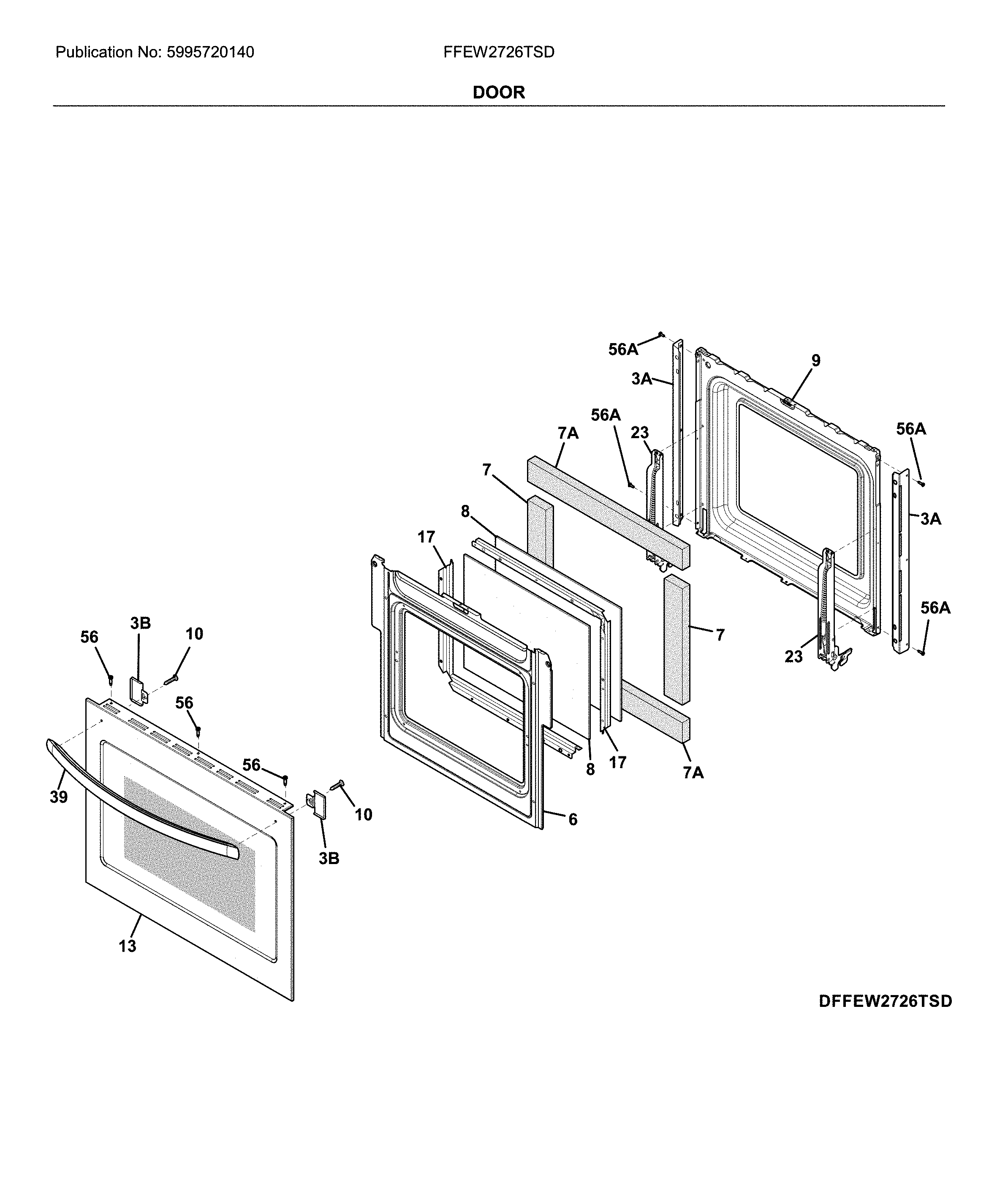 Frigidaire FFEW2726TSD door diagram