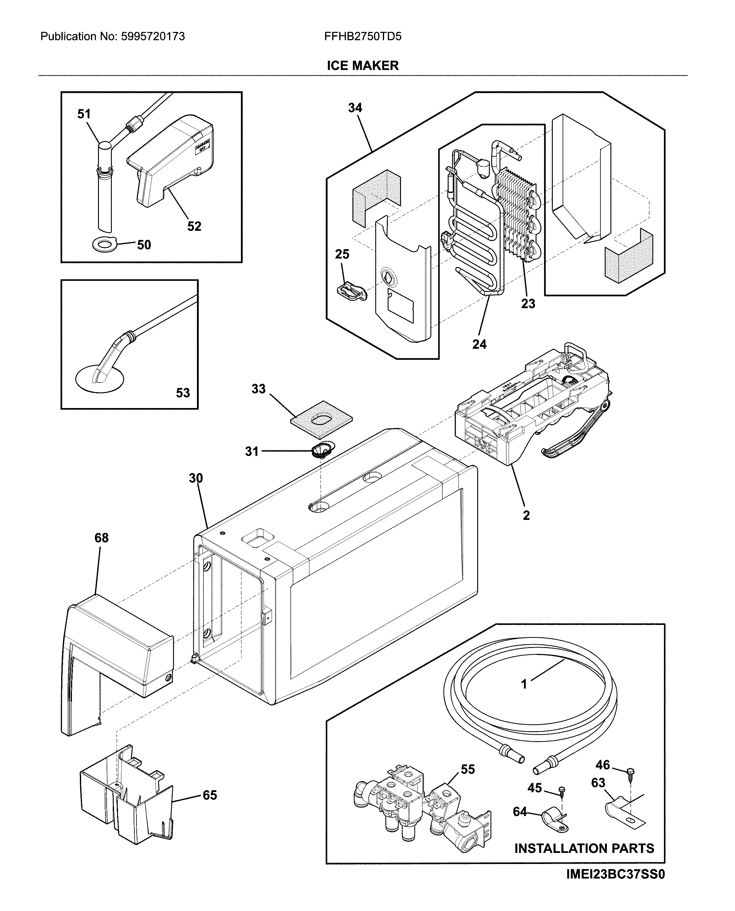 Frigidaire FFHB2750TD5 ice maker diagram