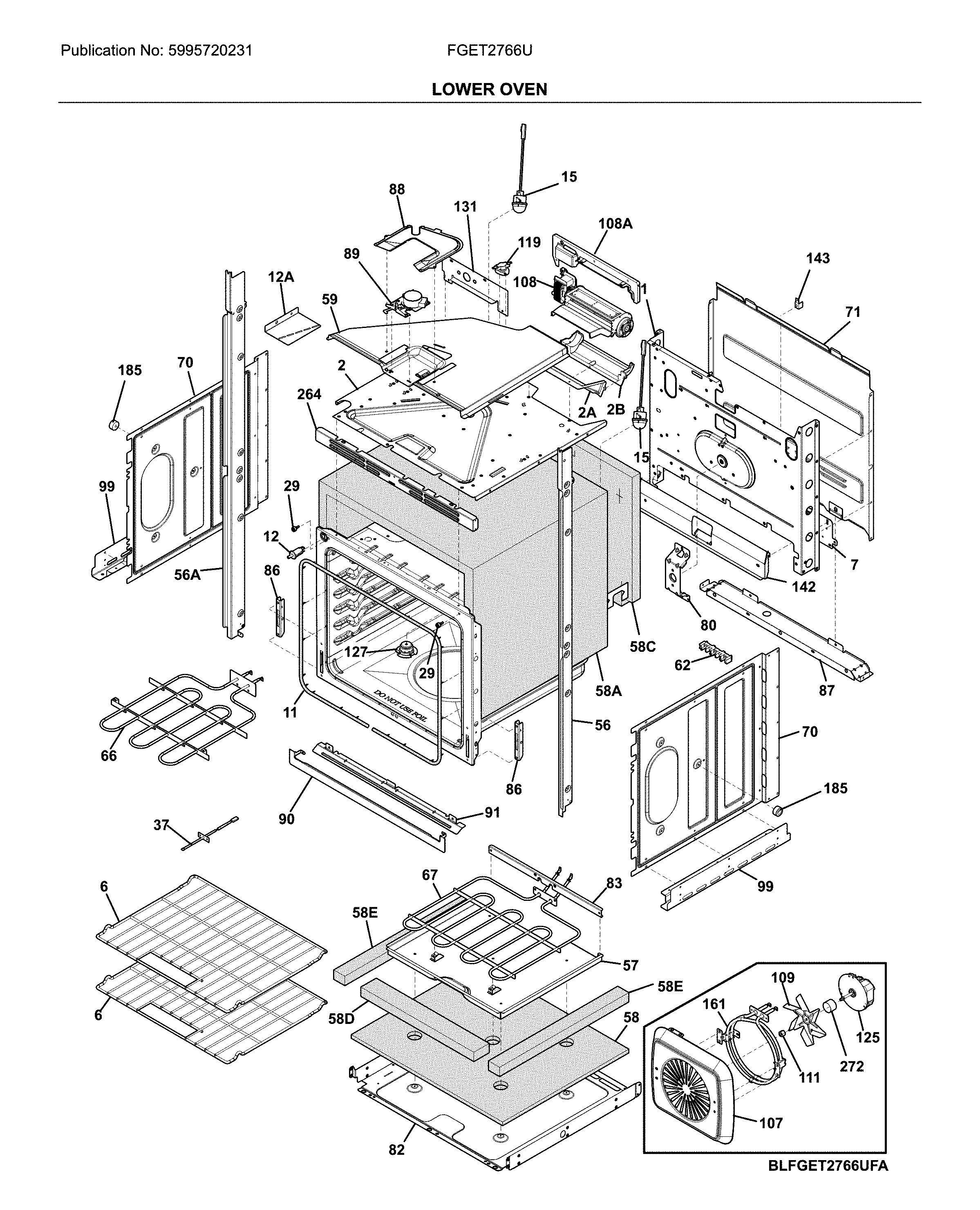 Frigidaire FGET2766UDB lower wall oven diagram