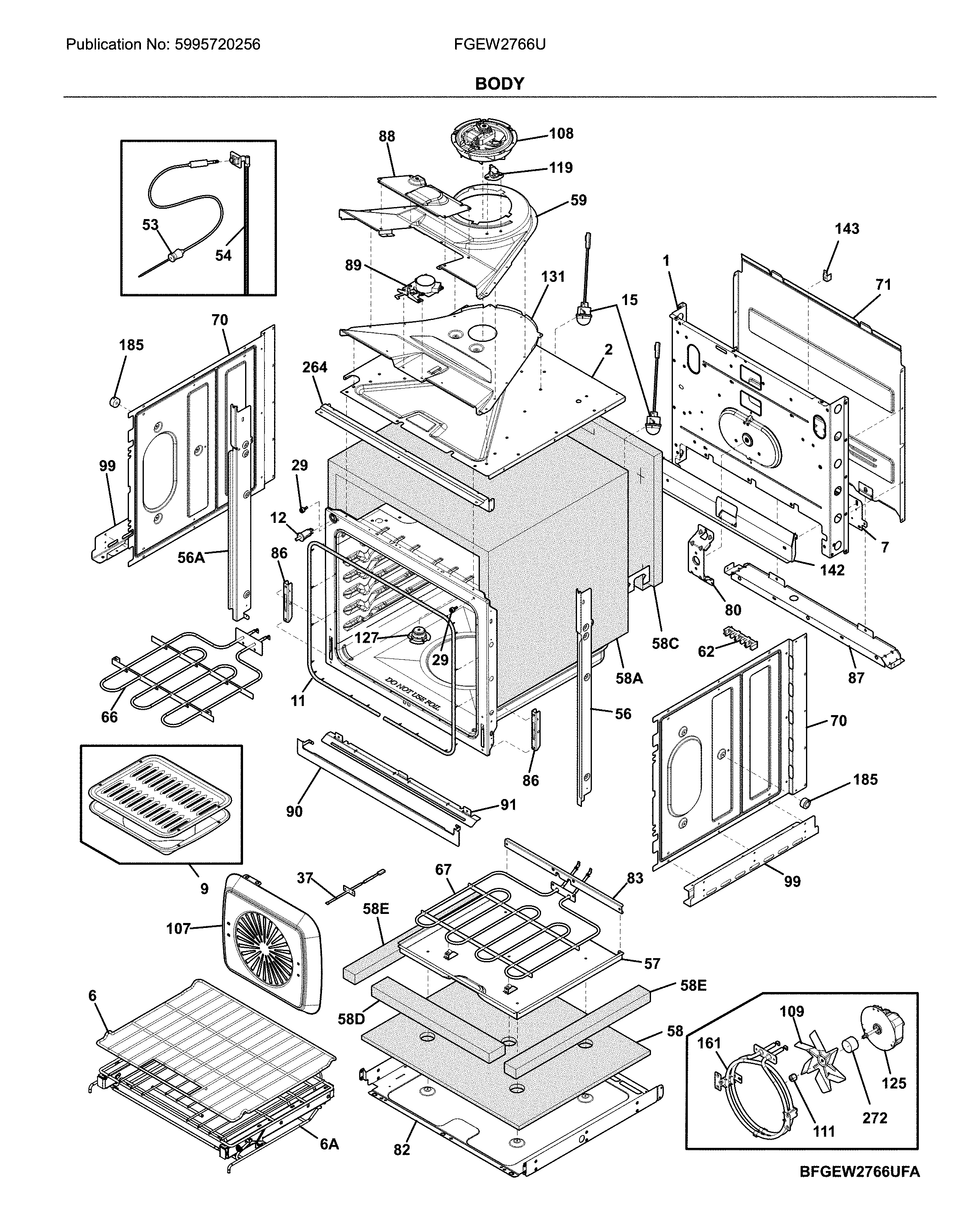 Frigidaire FGEW2766UDB body diagram