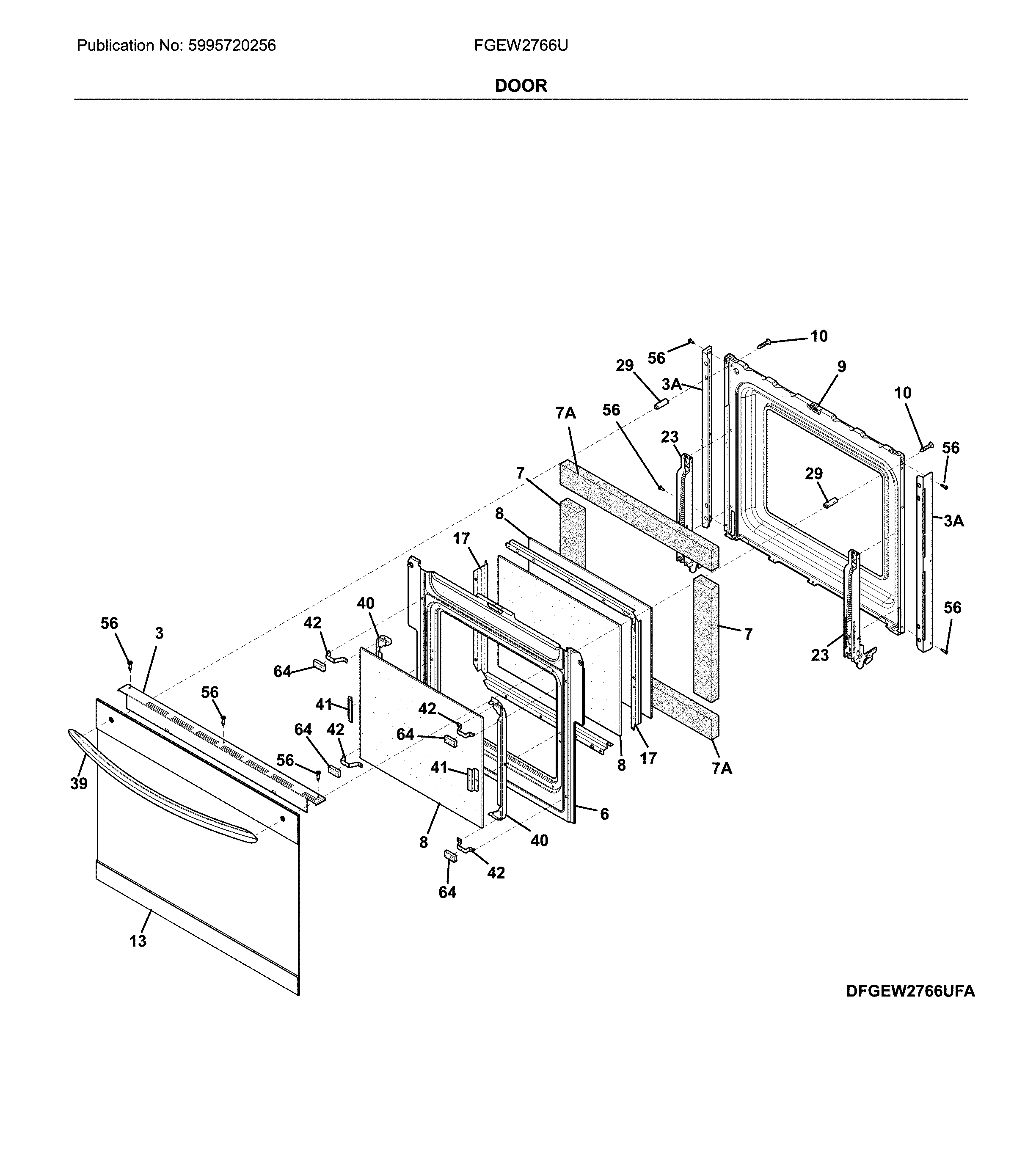 Frigidaire FGEW2766UDB door diagram