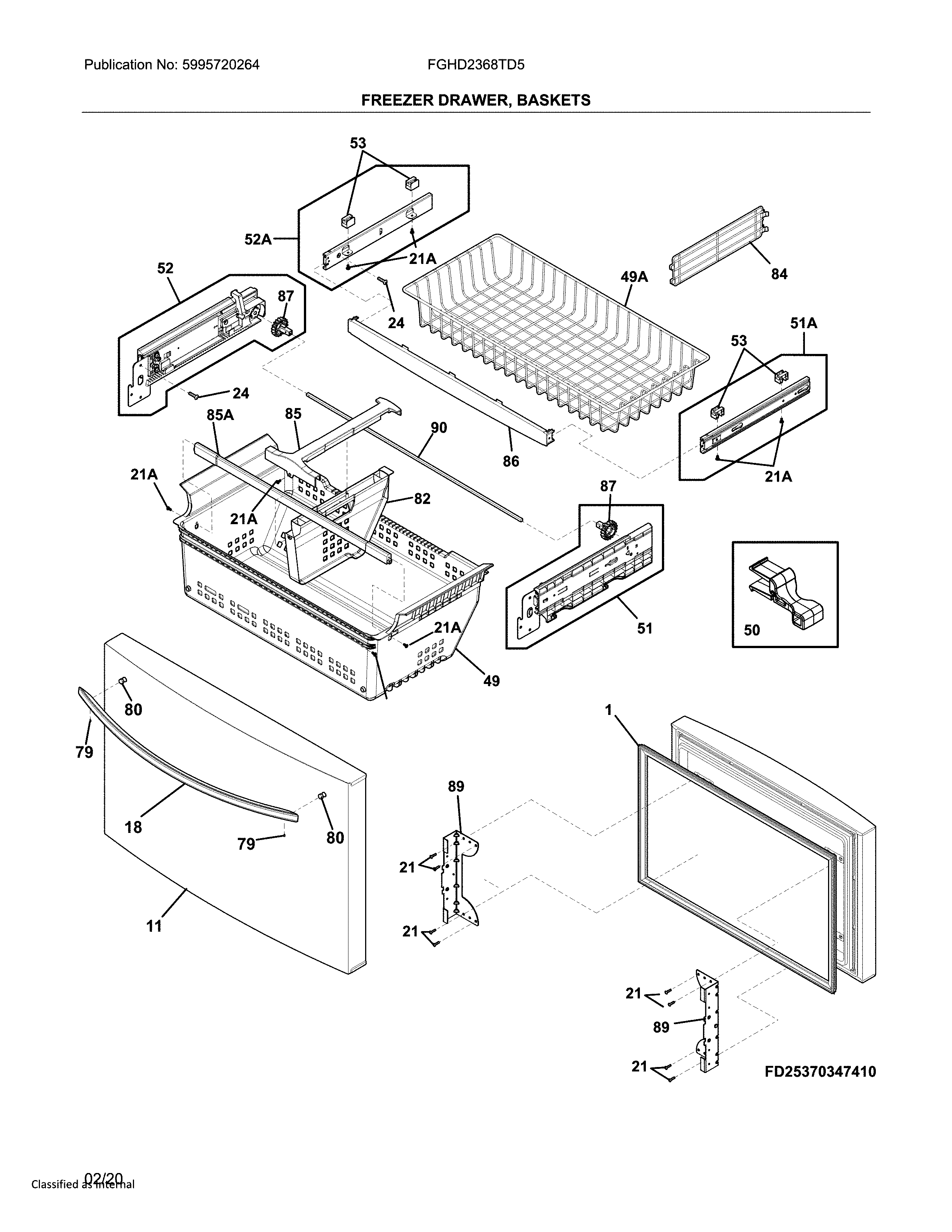 Frigidaire FGHD2368TD5 freezer door diagram