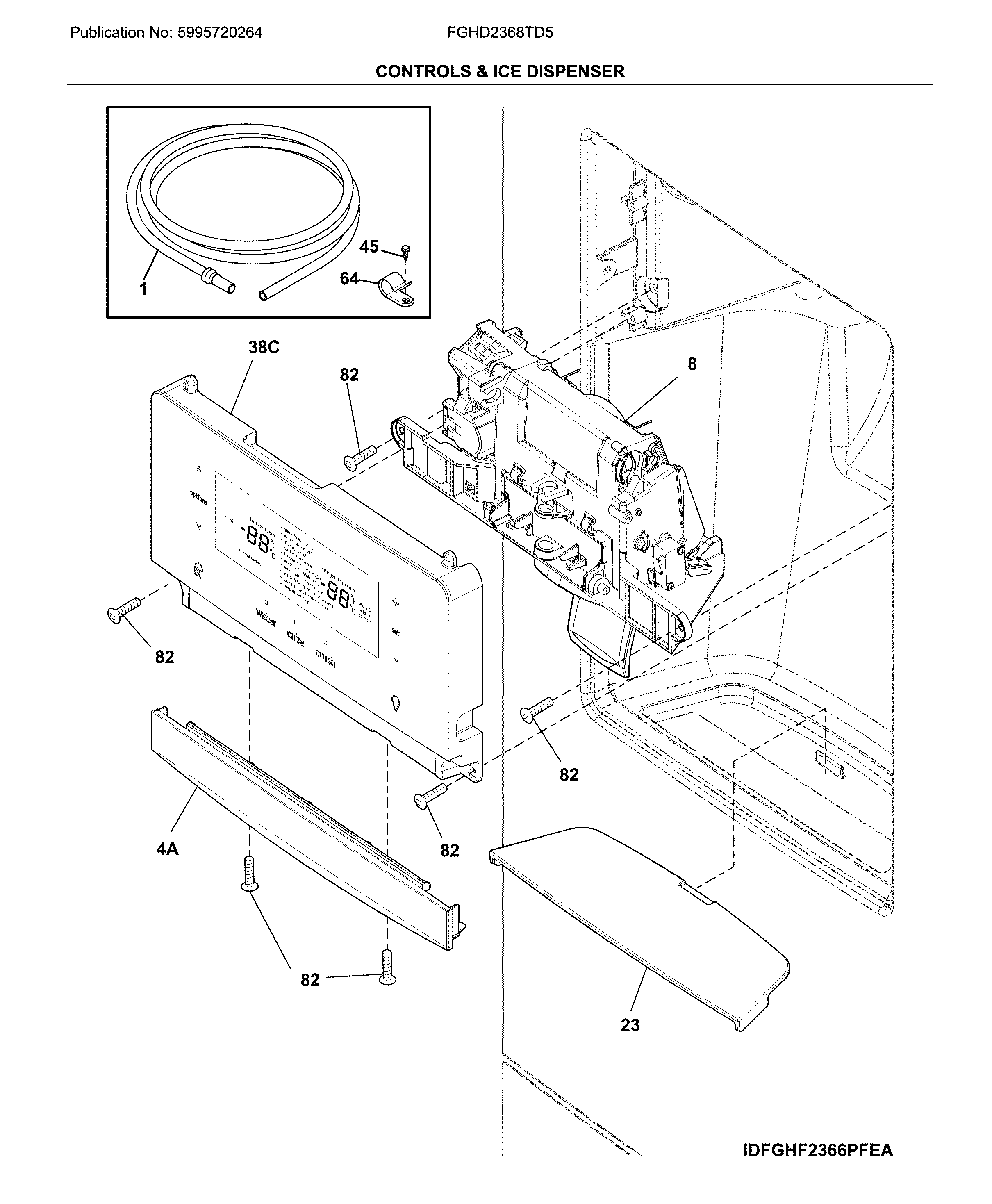 Frigidaire FGHD2368TD5 dispenser diagram