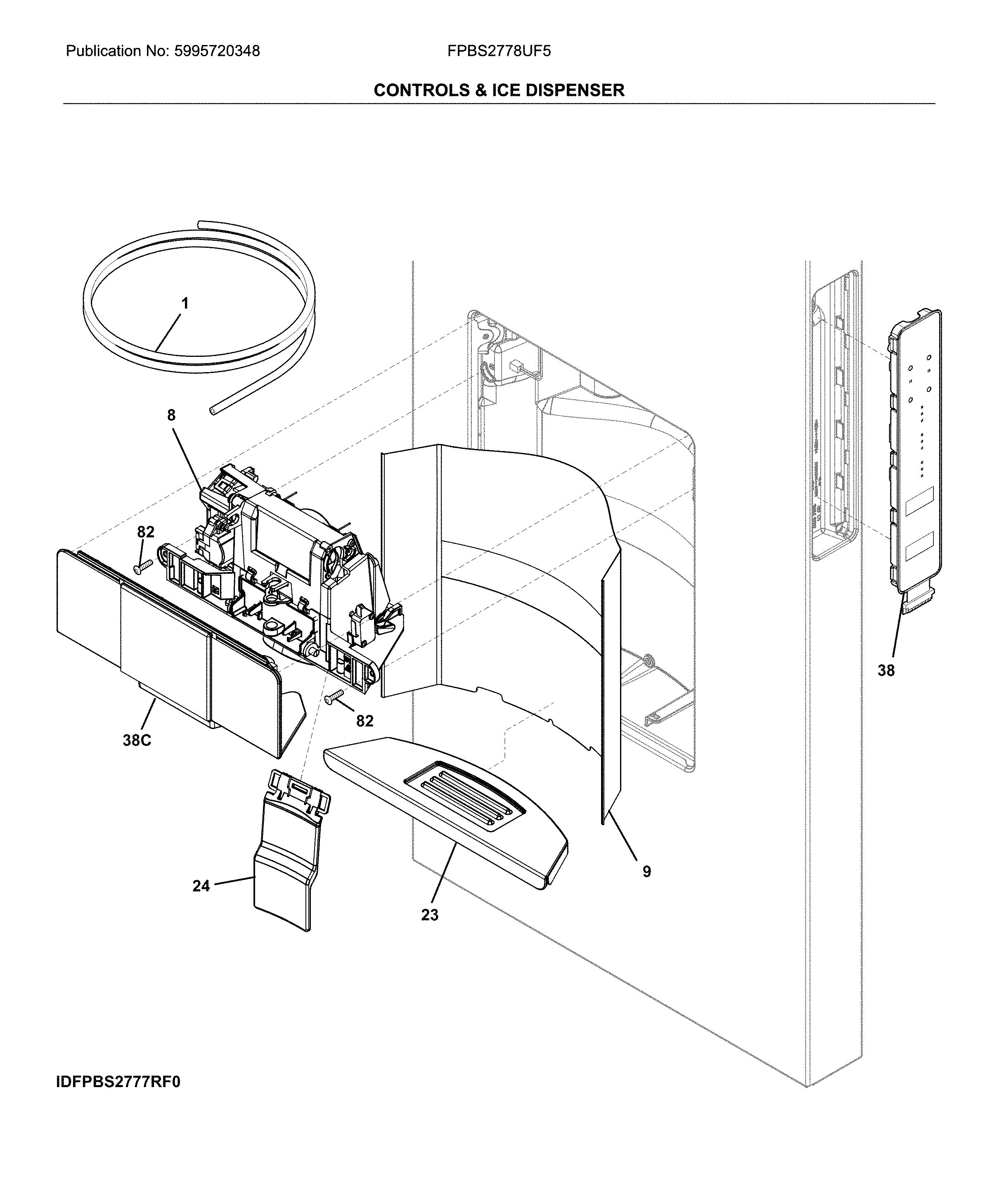 Frigidaire FPBS2778UF5 dispenser diagram