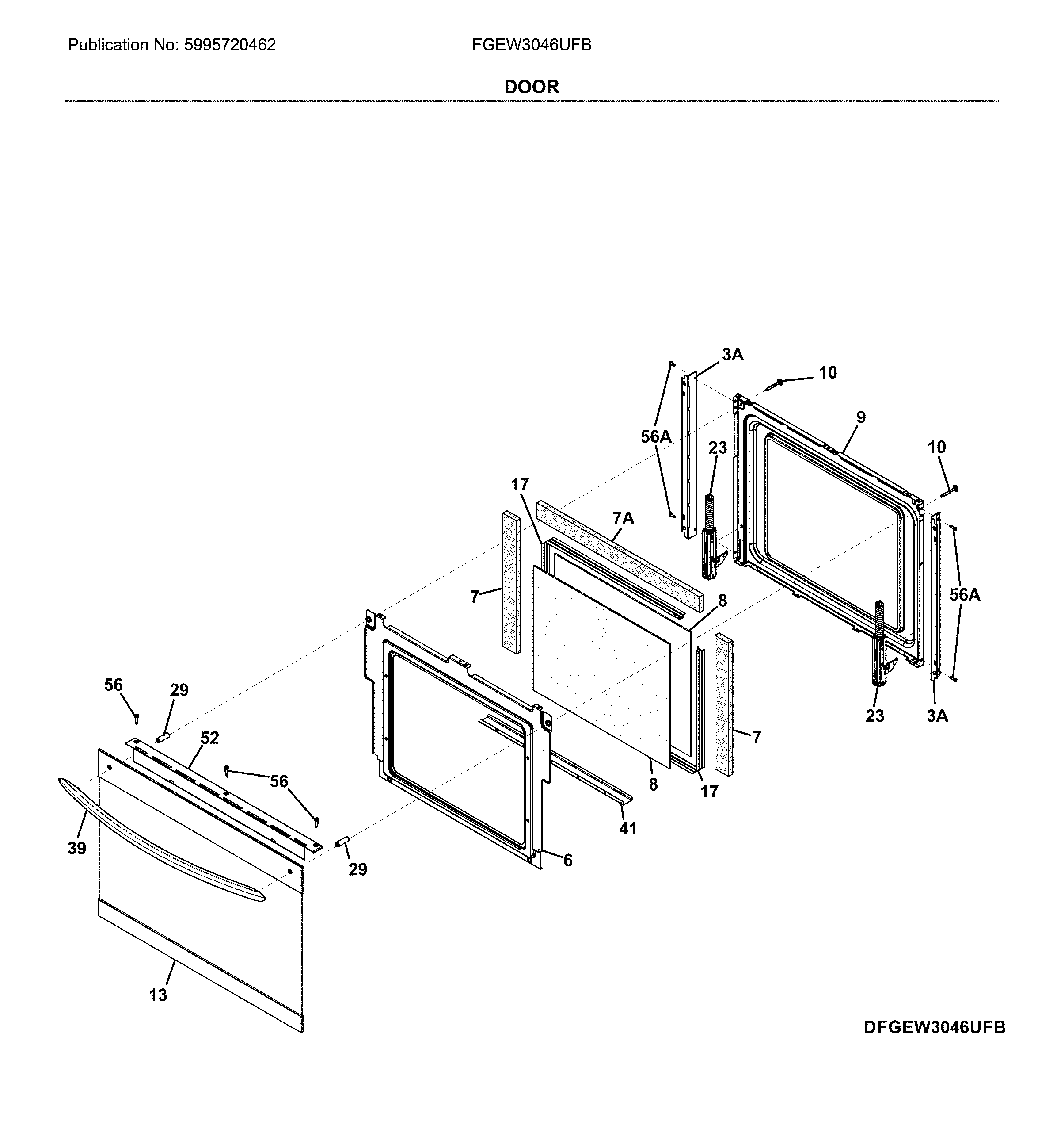 Frigidaire FGEW3046UFB door diagram