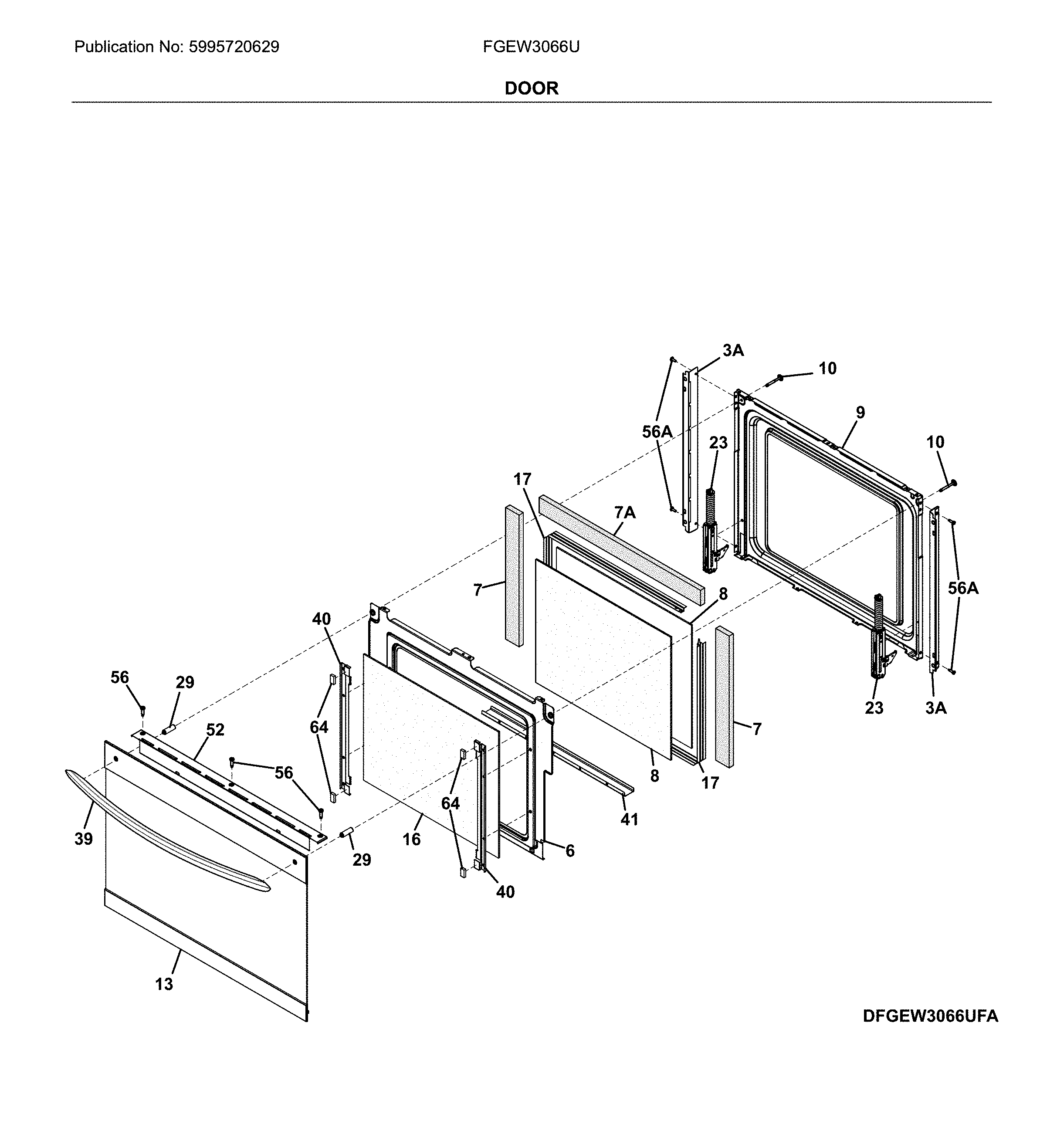 Frigidaire FGEW3066UDA door diagram