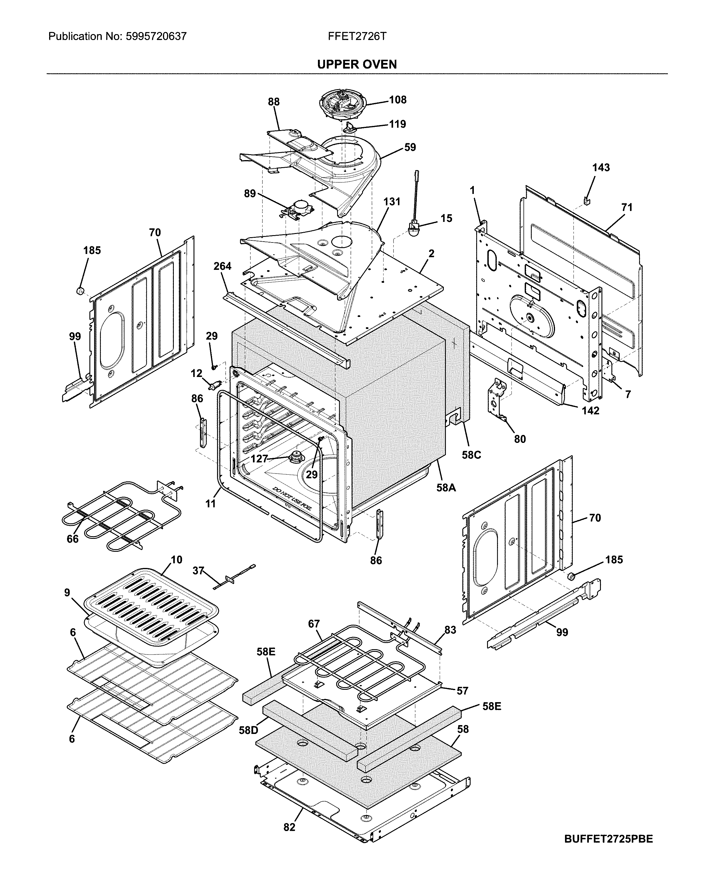 Frigidaire FFET2726TWC upper oven diagram