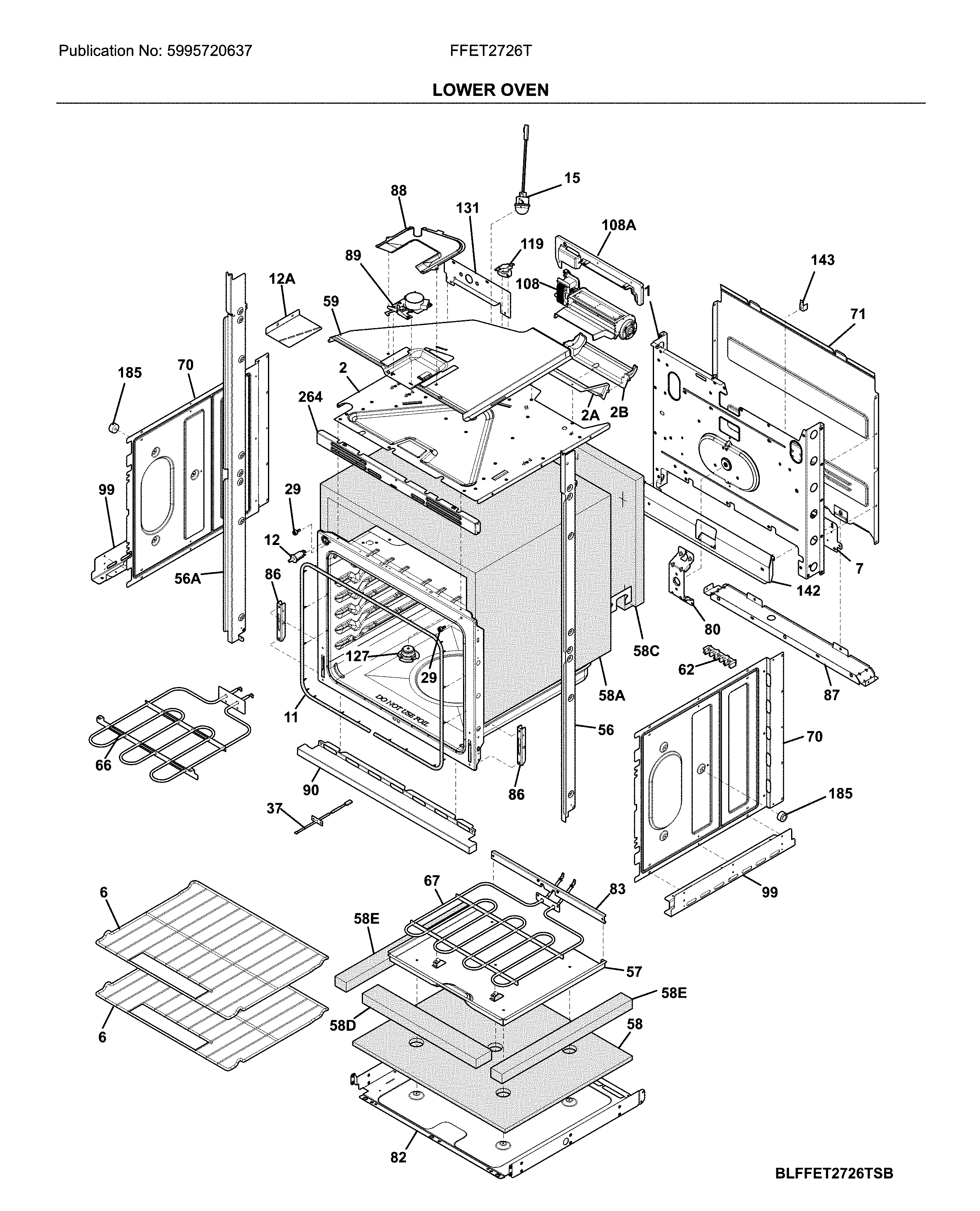 Frigidaire FFET2726TWC lower oven diagram