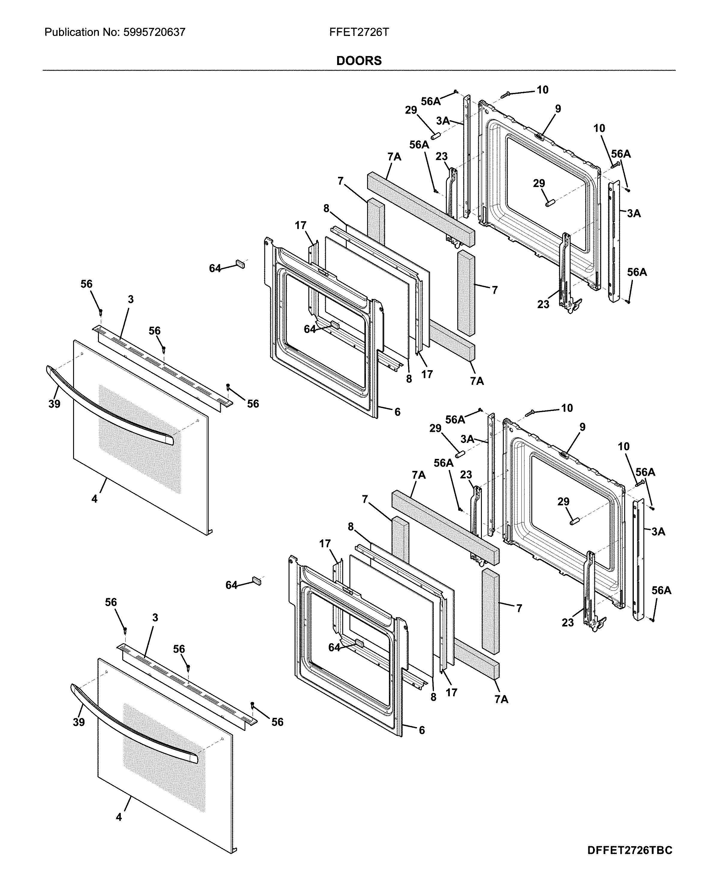 Frigidaire FFET2726TWC door diagram