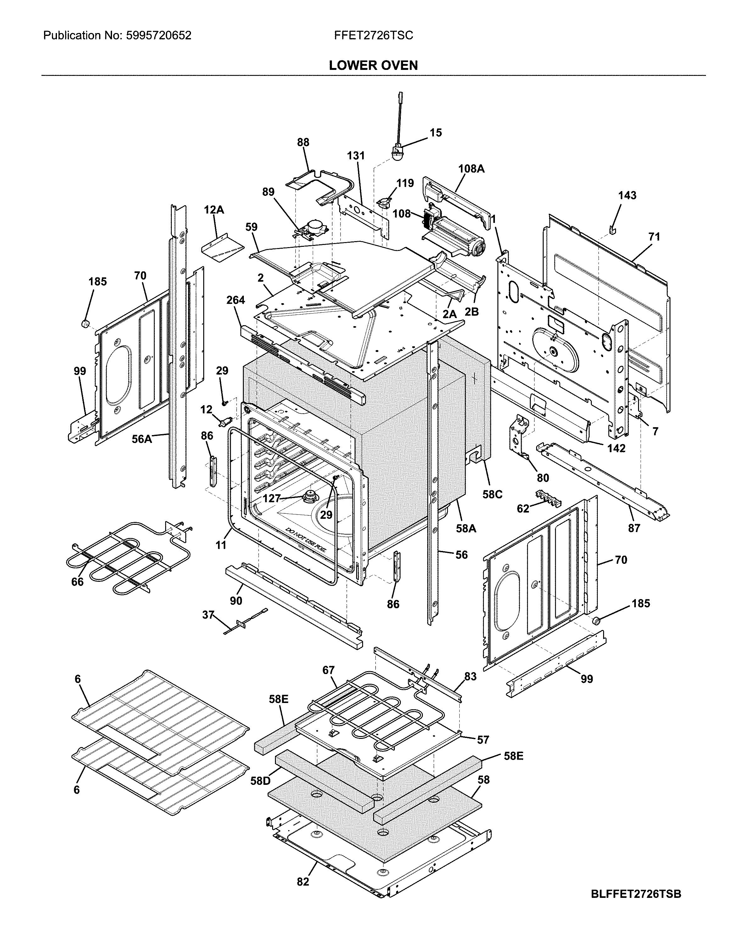 Frigidaire FFET2726TSC lower wall oven diagram