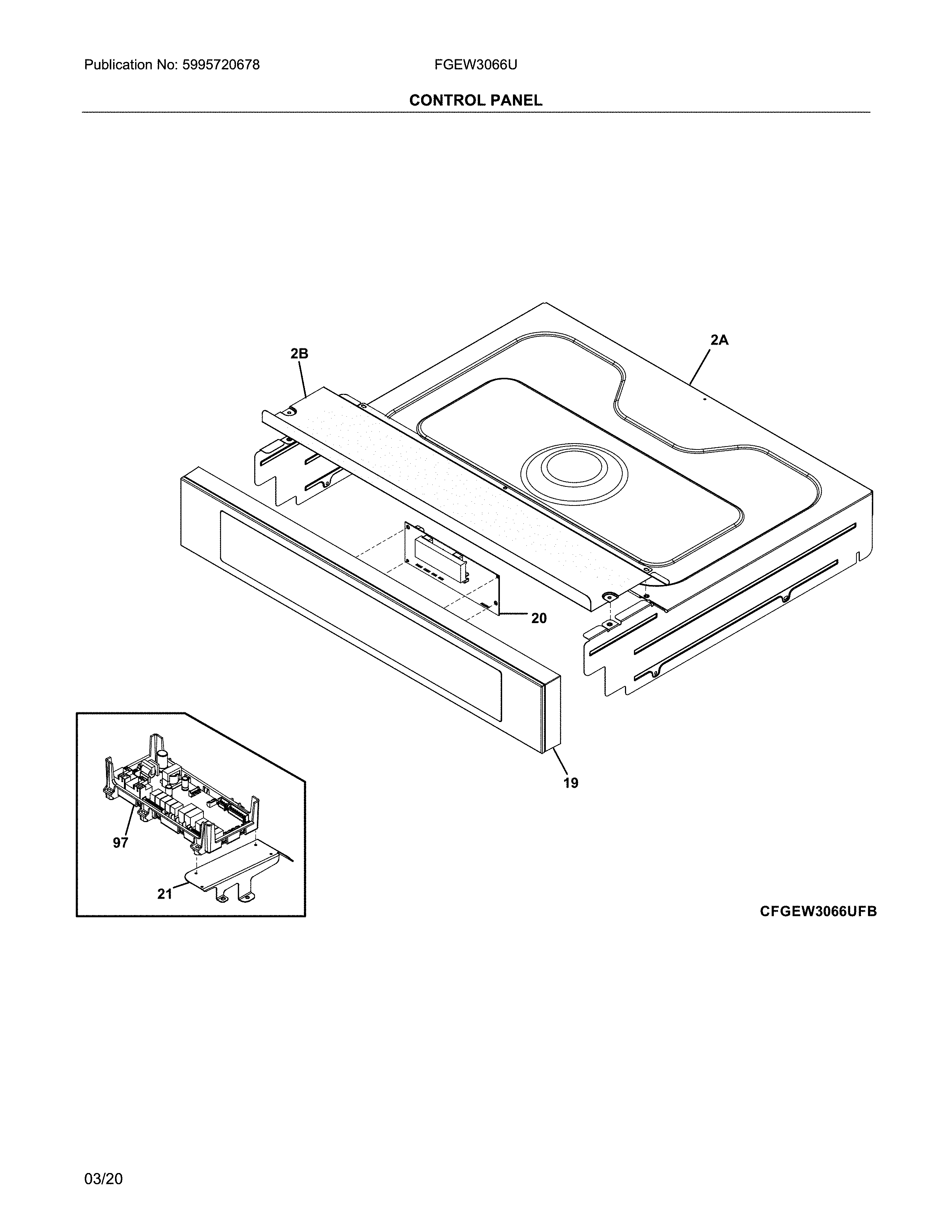 Frigidaire FGEW3066UDB control panel diagram