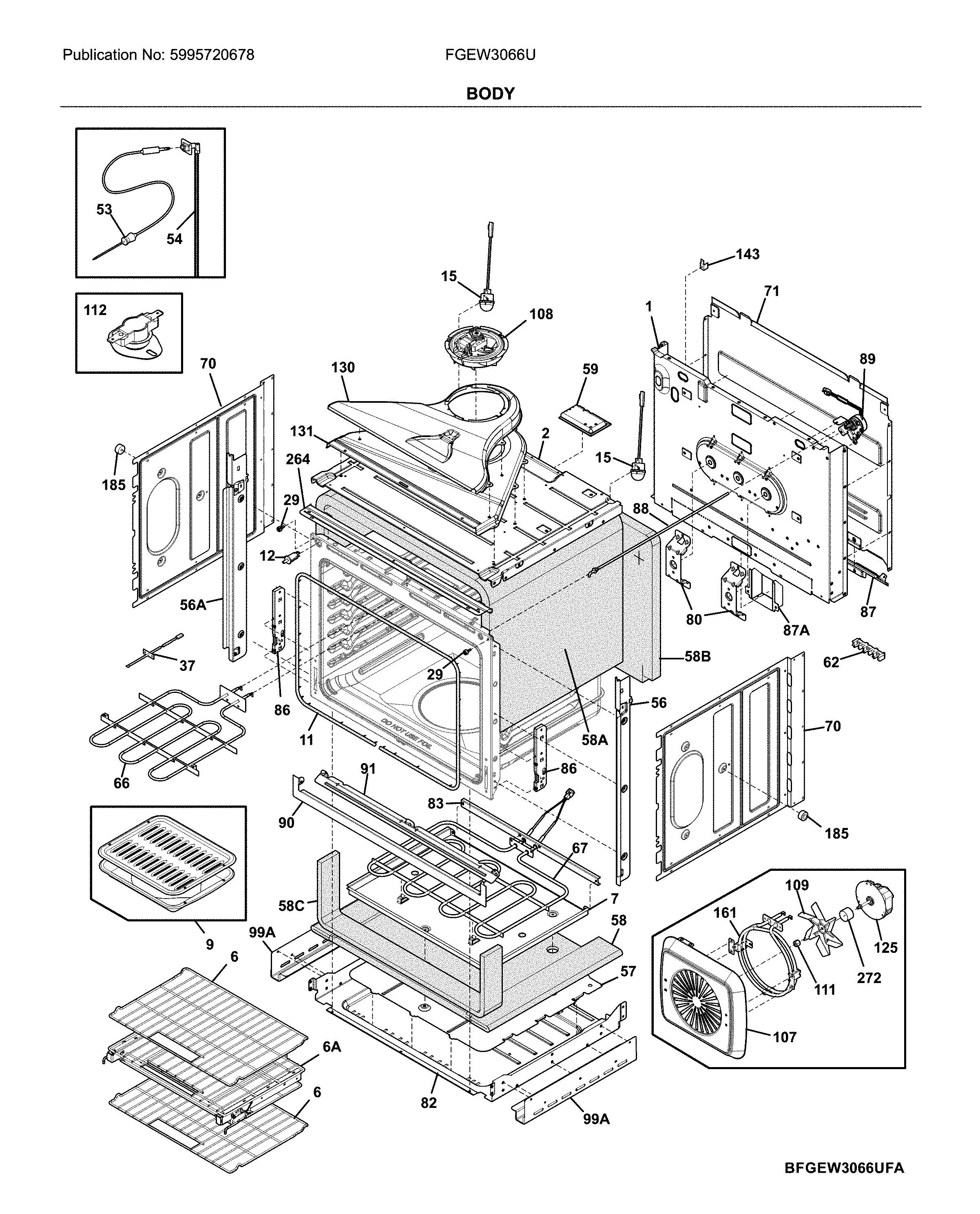 Frigidaire FGEW3066UDB body diagram