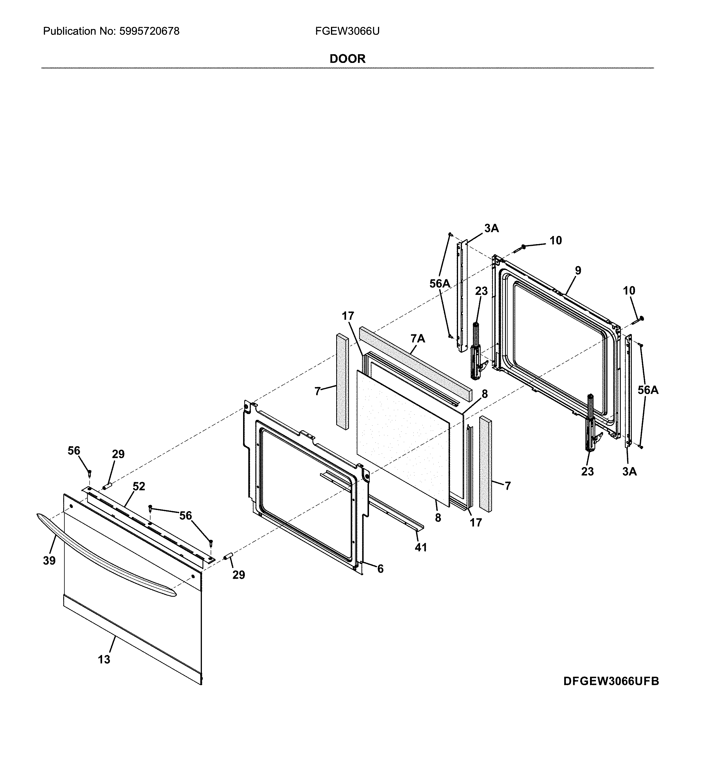 Frigidaire FGEW3066UDB door diagram