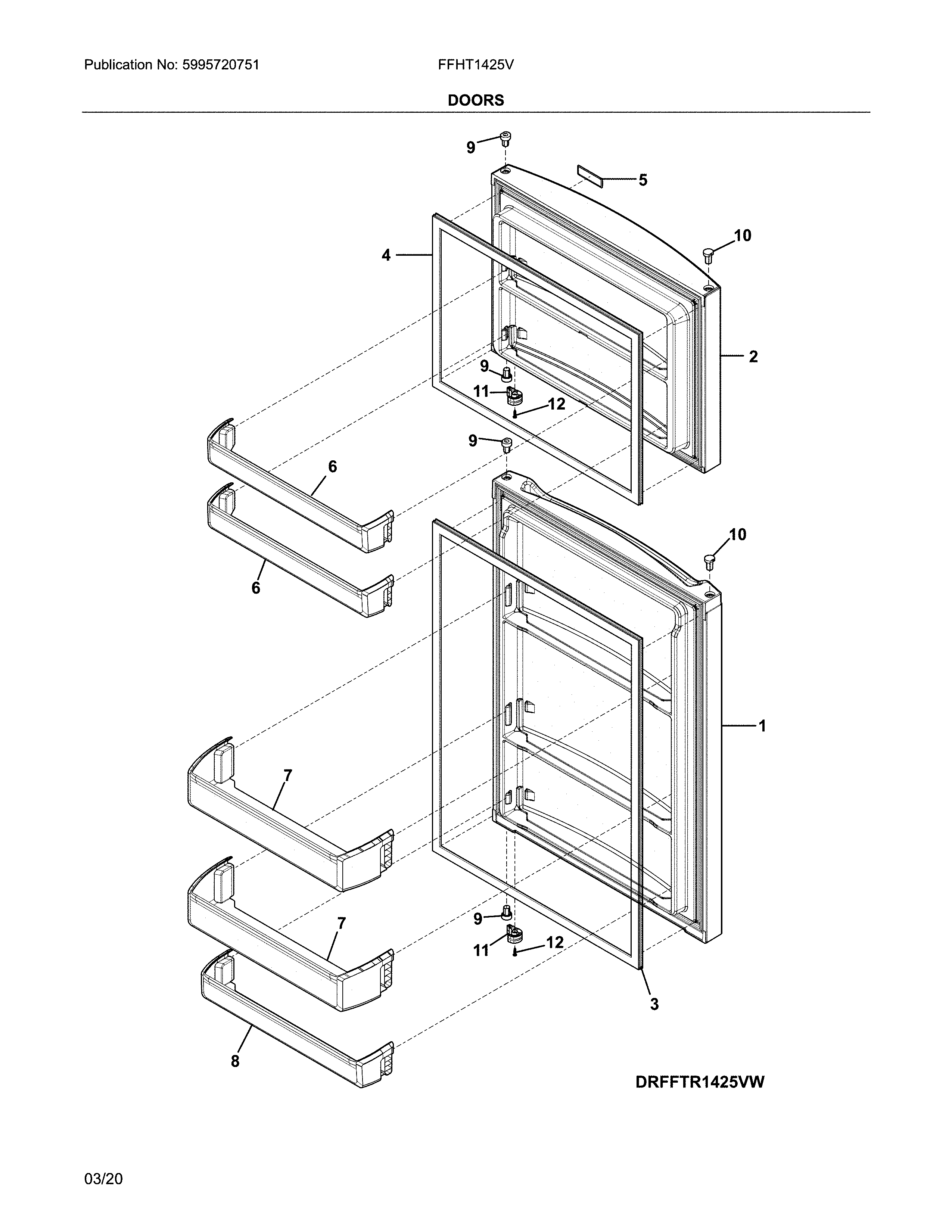 Frigidaire FFHT1425VV doors diagram