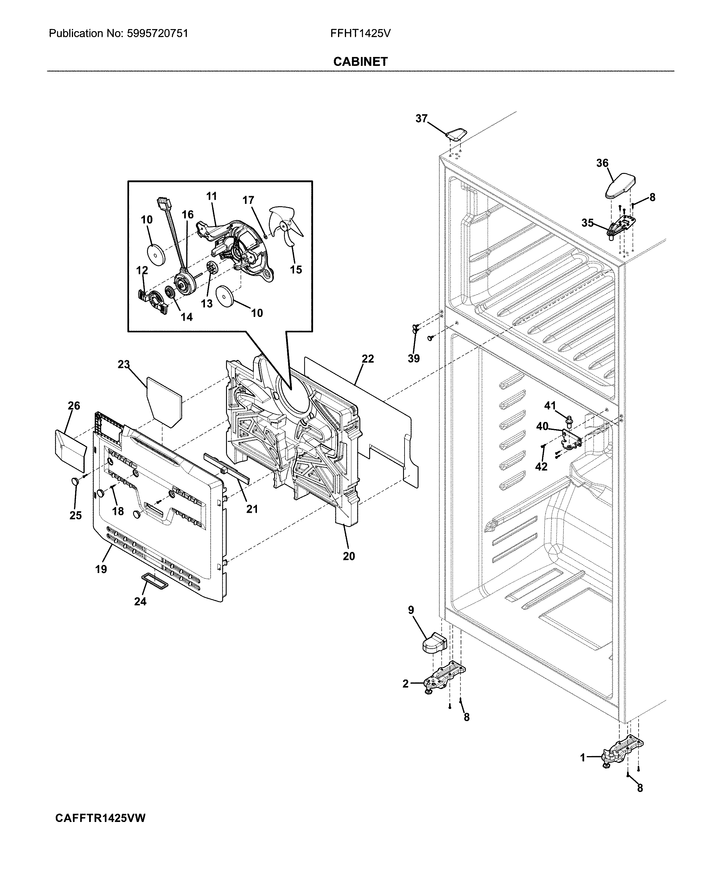 Frigidaire FFHT1425VV cabinet diagram
