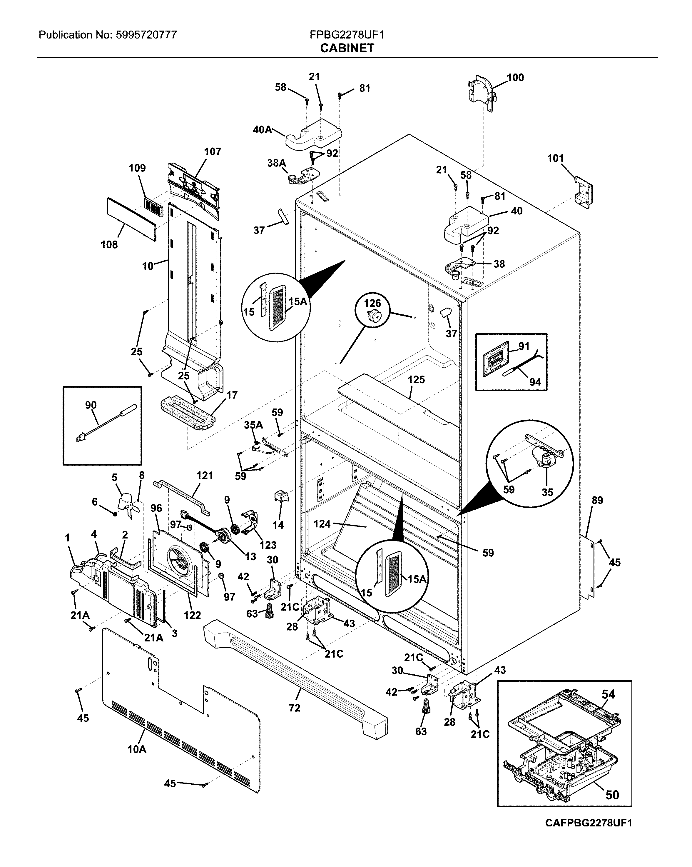 Frigidaire FPBG2278UF1 cabinet diagram