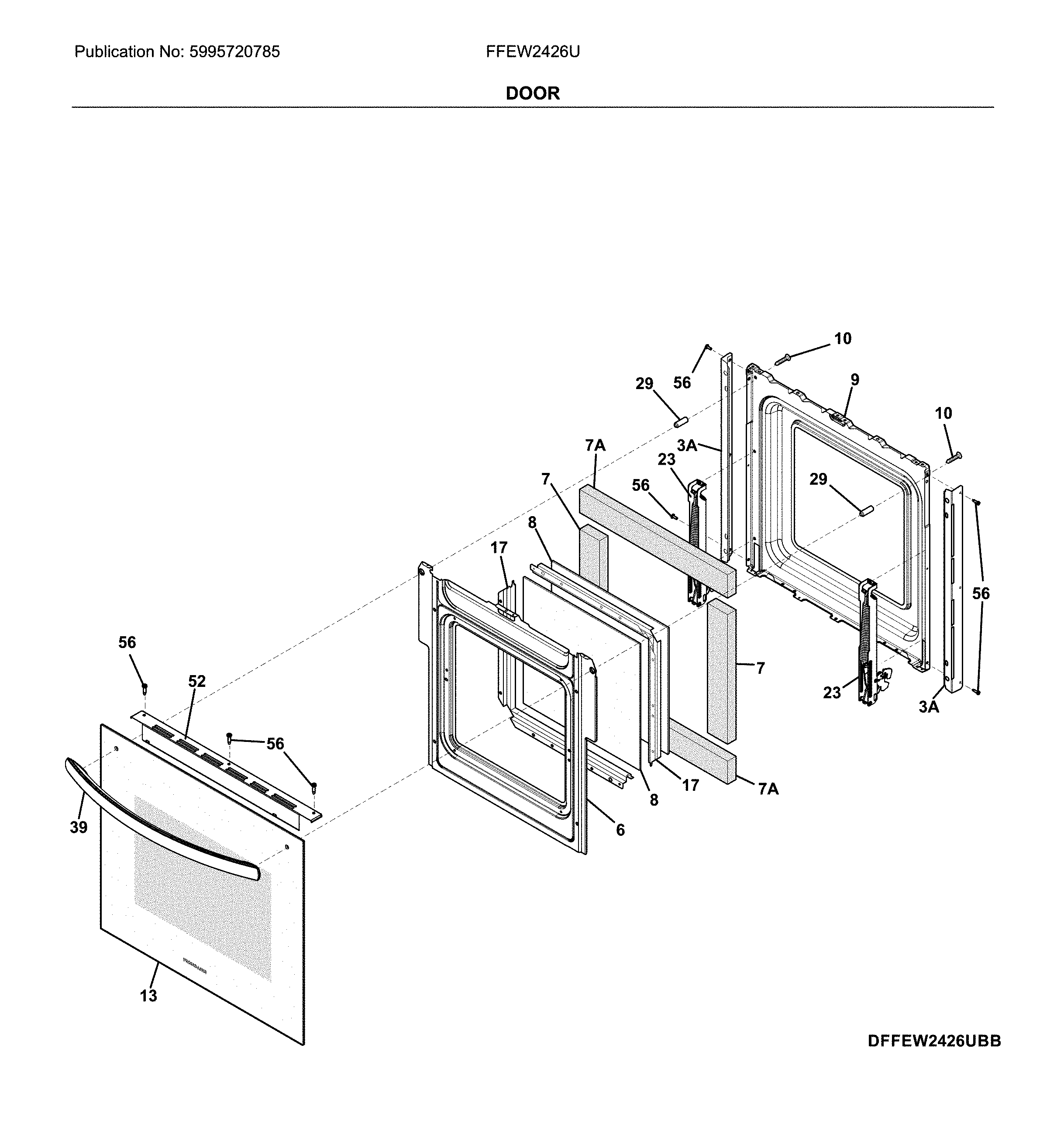 Frigidaire FFEW2426UBB door diagram