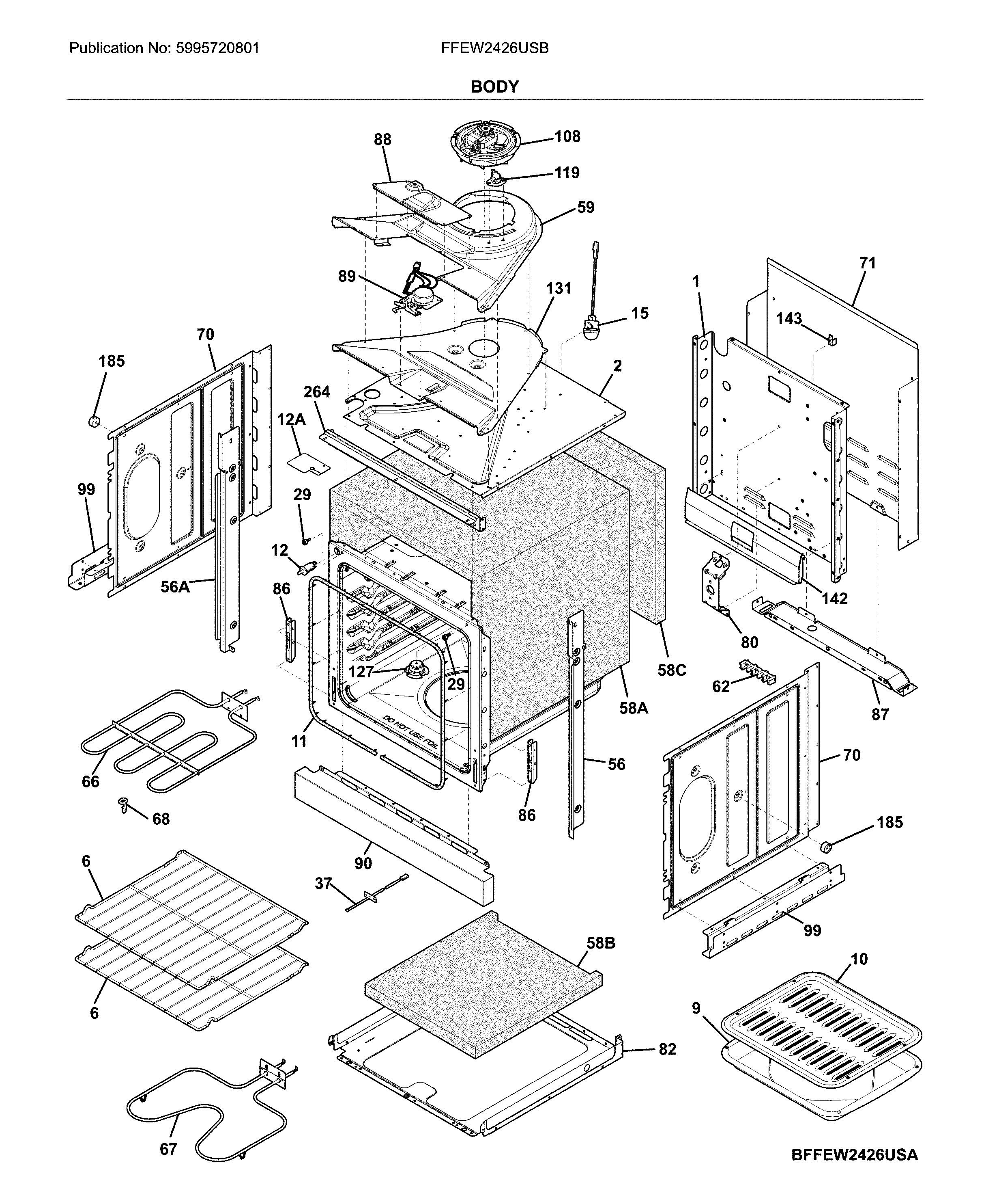 Frigidaire FFEW2426USB body diagram