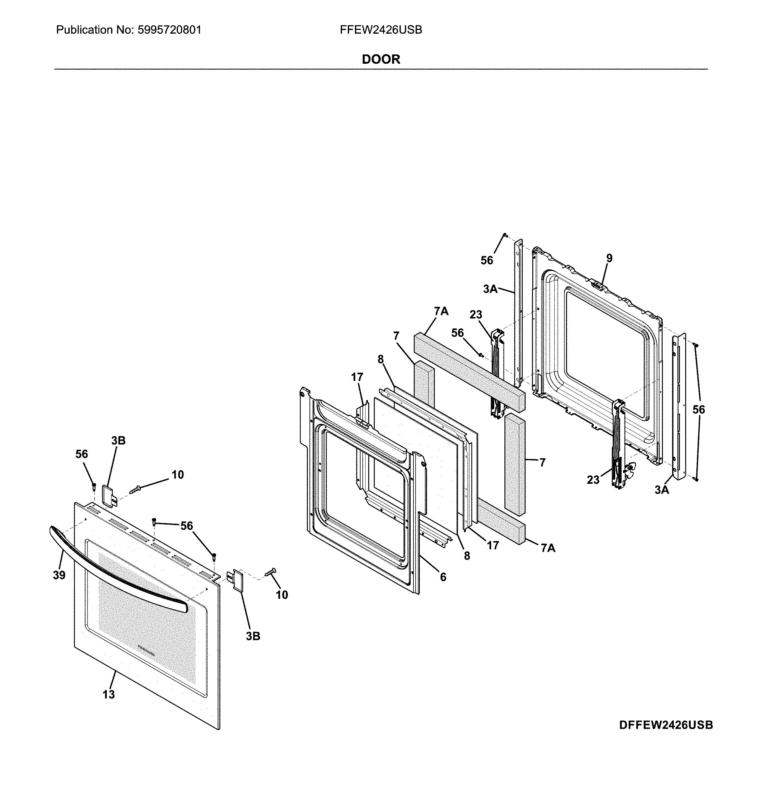 Frigidaire FFEW2426USB door diagram