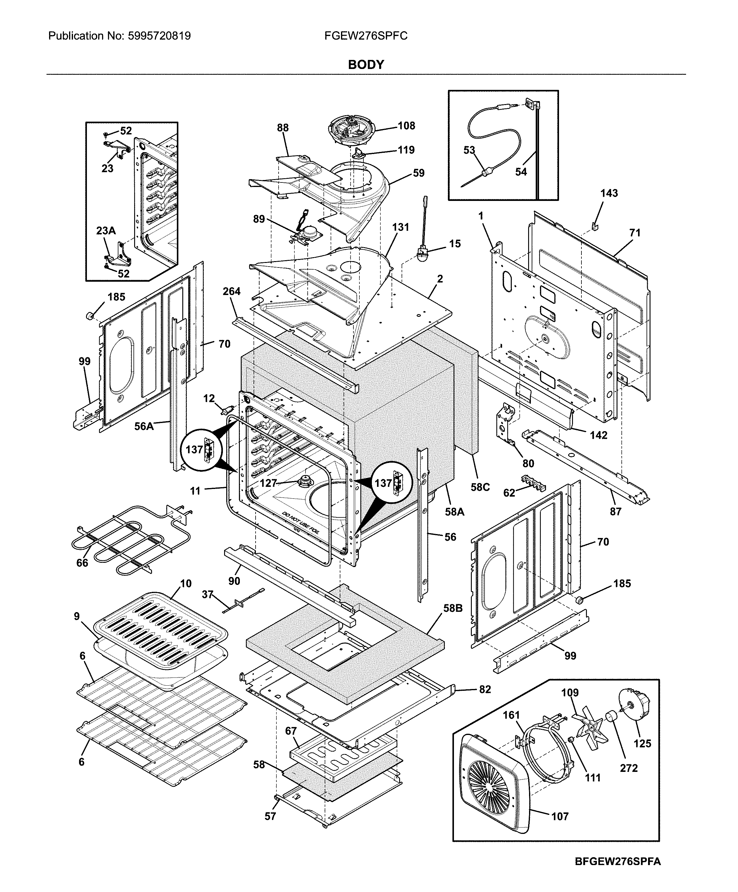 Frigidaire FGEW276SPFC body diagram