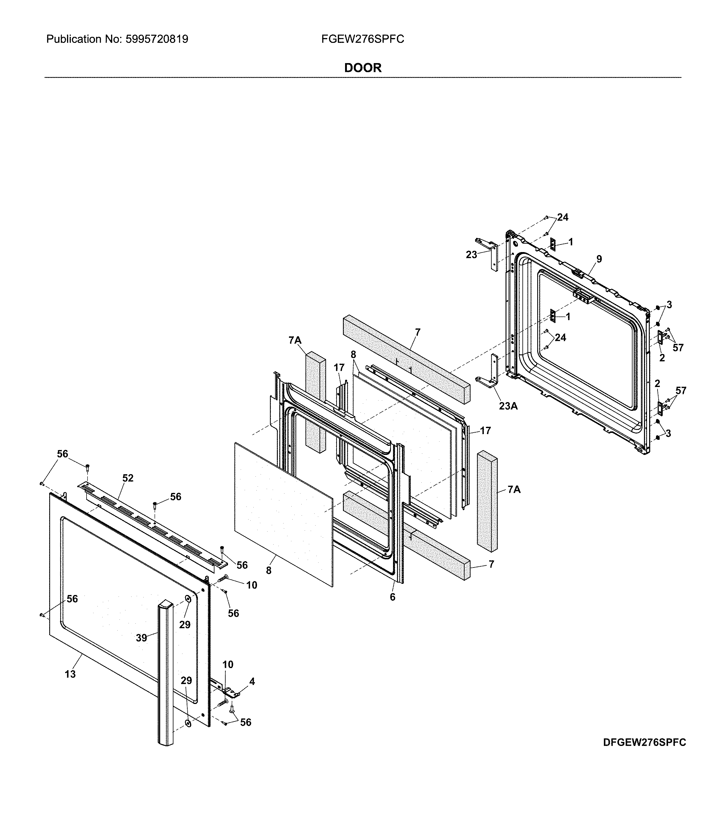 Frigidaire FGEW276SPFC door diagram