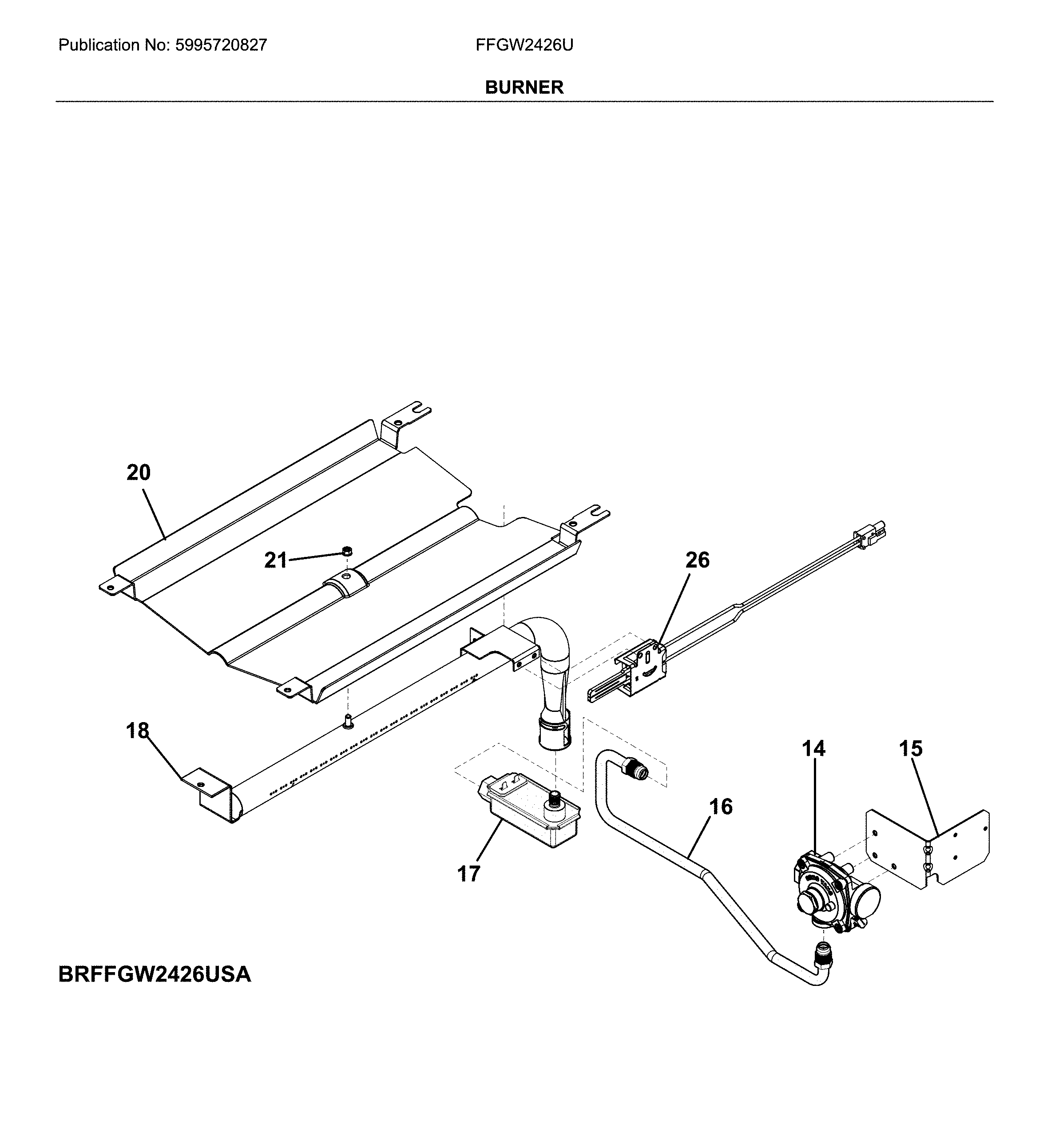 Frigidaire FFGW2426UWB burner diagram