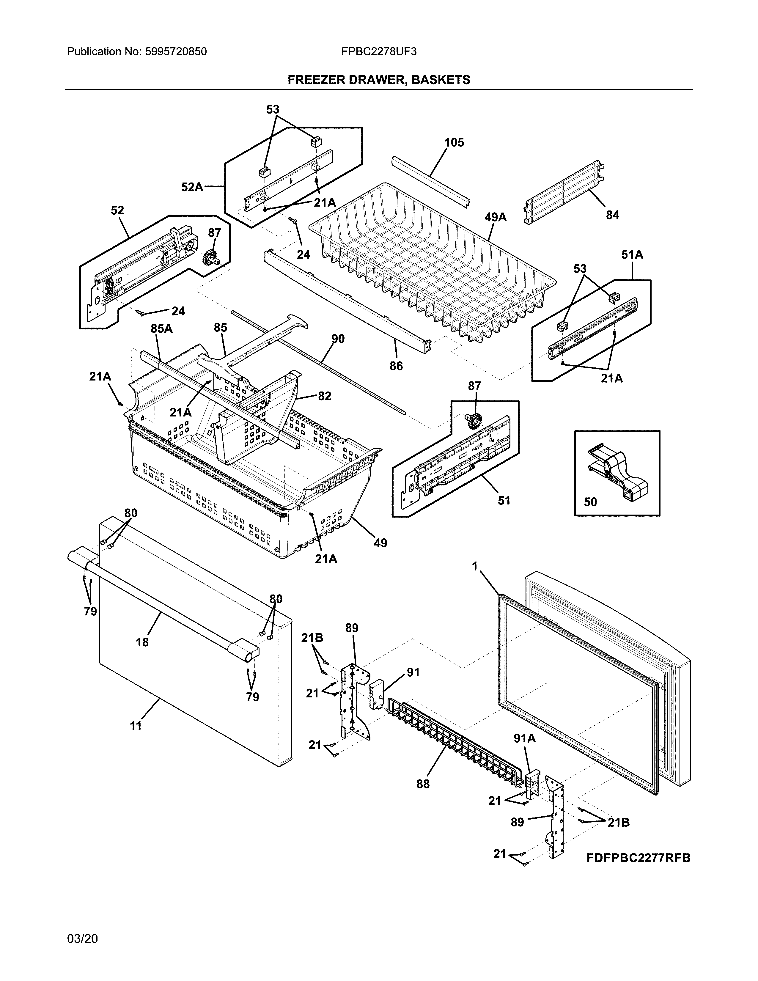 Frigidaire FPBC2278UF3 freezer door diagram