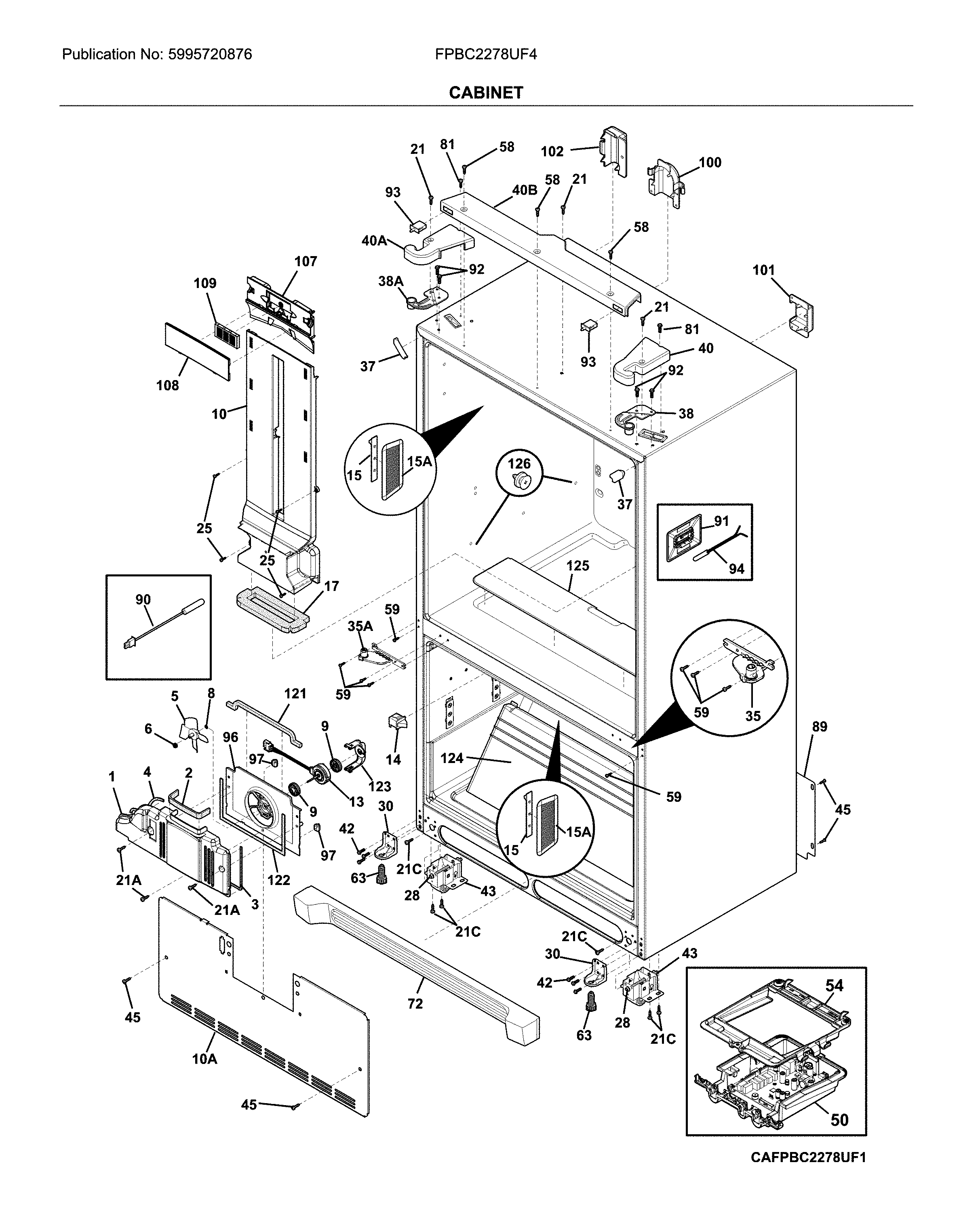 Frigidaire FPBC2278UF4 cabinet diagram