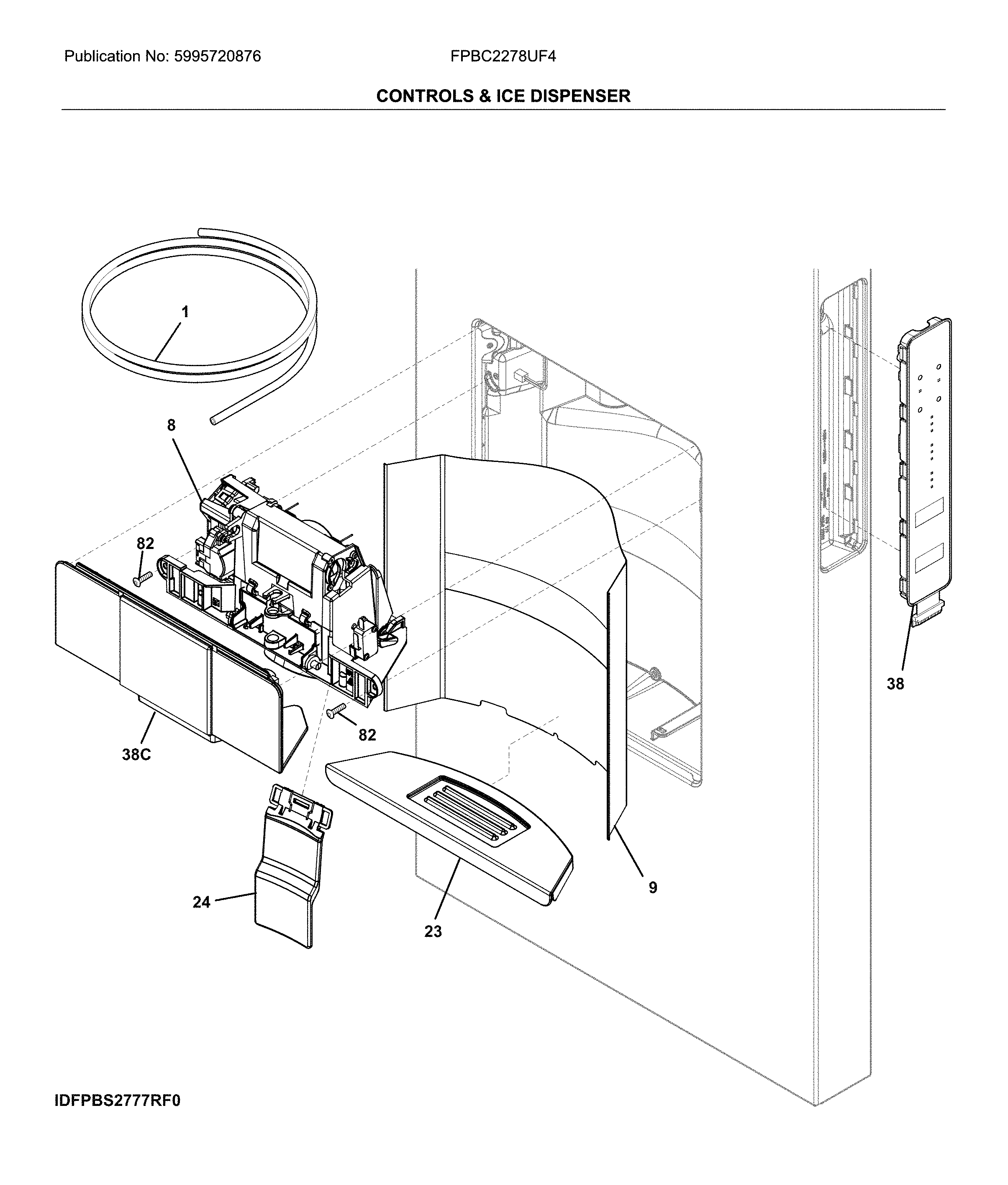 Frigidaire FPBC2278UF4 dispenser diagram