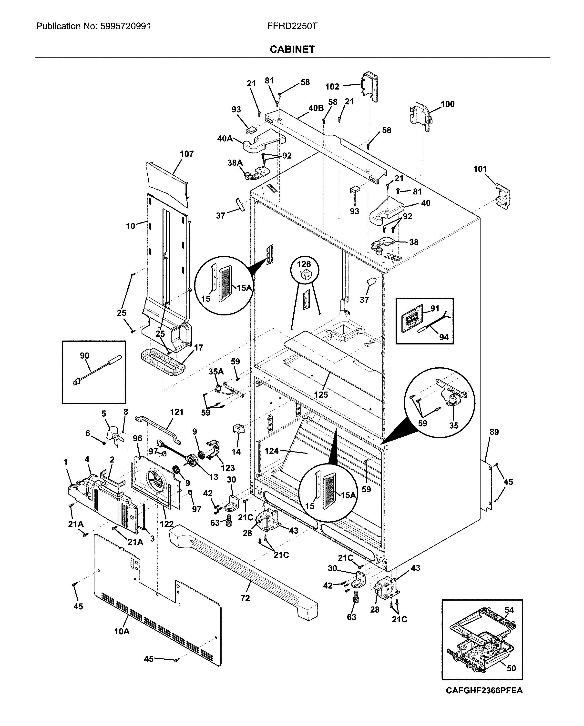 Frigidaire FFHD2250TD5 cabinet diagram