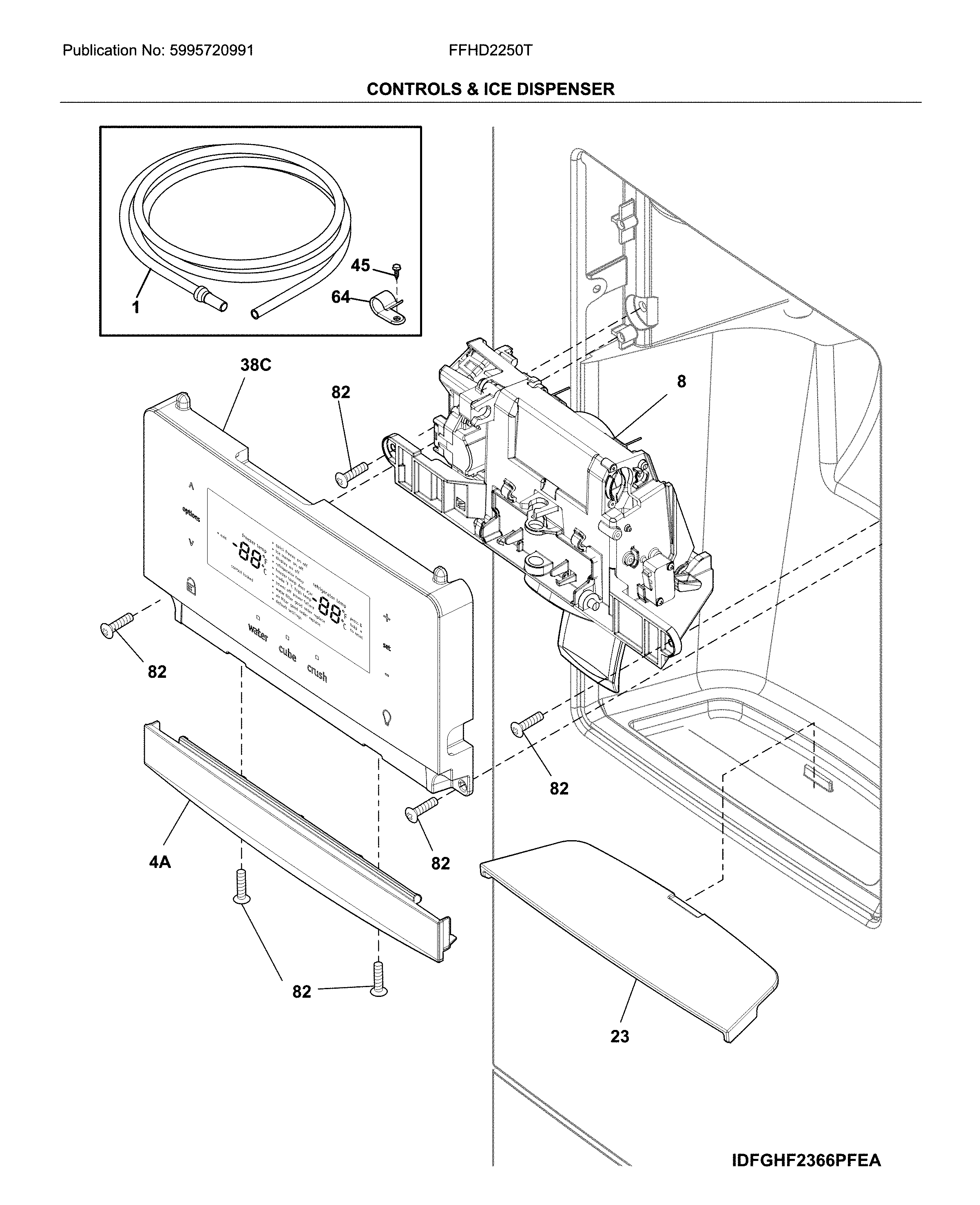 Frigidaire FFHD2250TD5 dispenser diagram