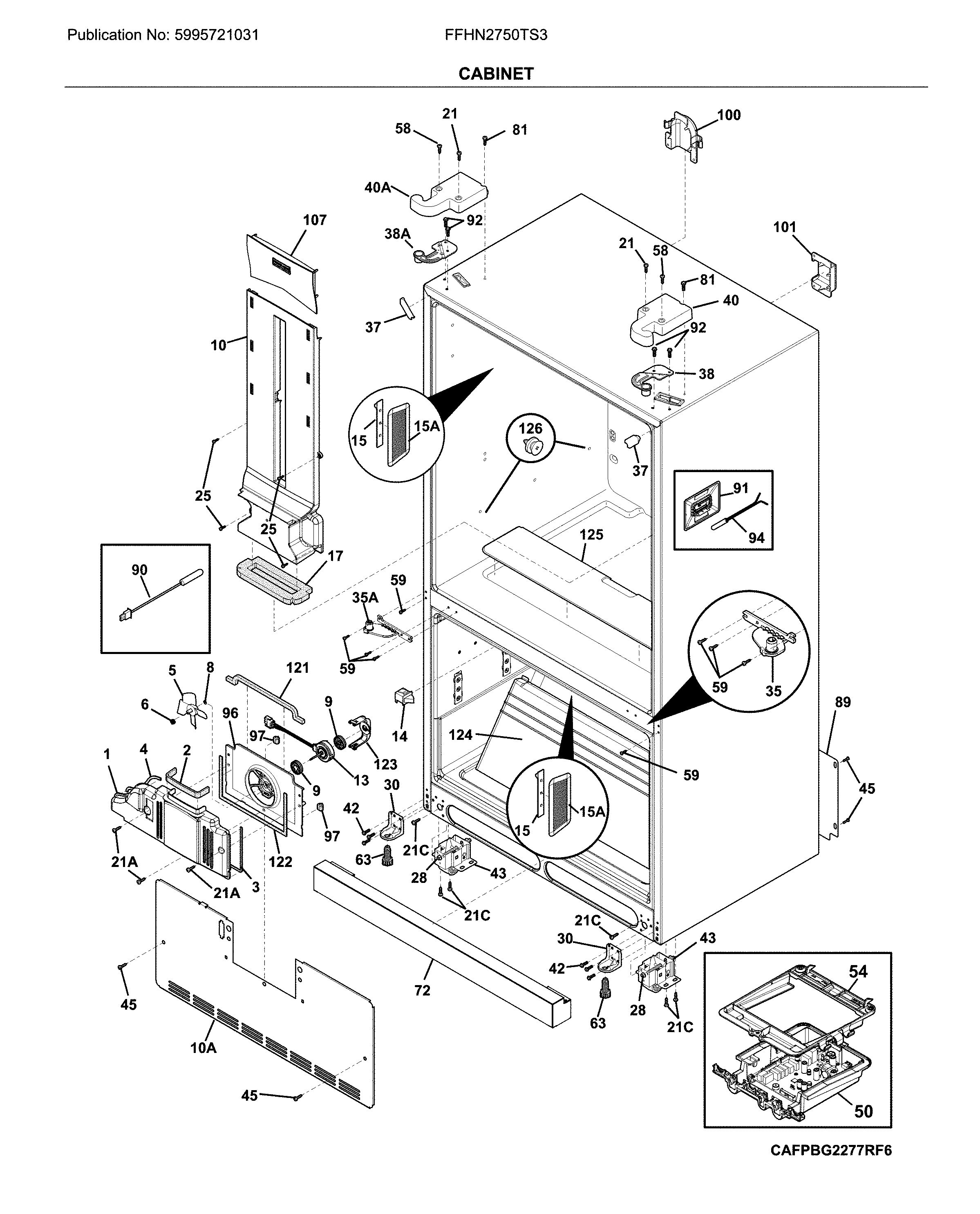 Frigidaire FFHN2750TS3 cabinet diagram