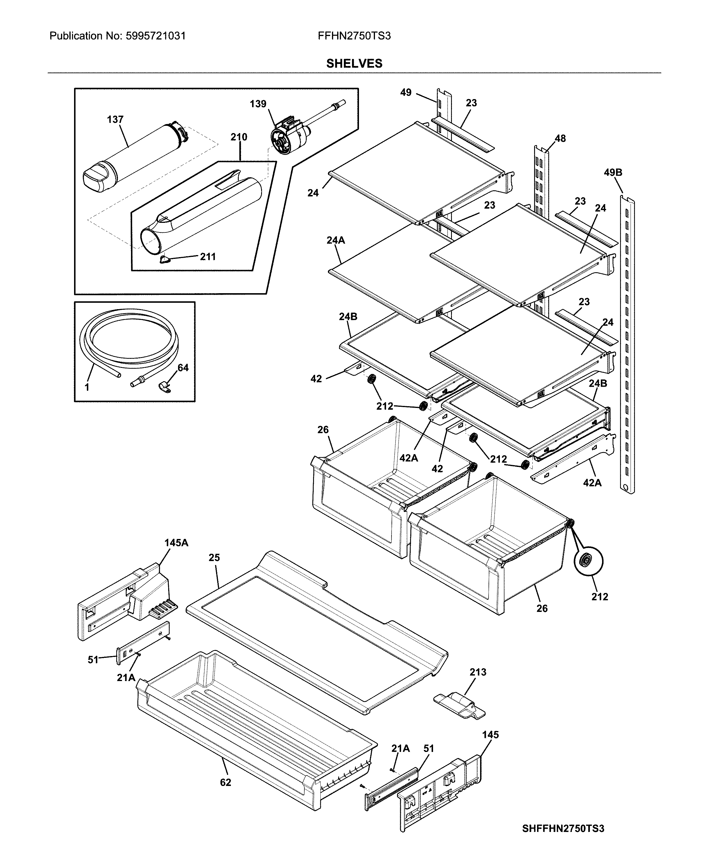 Frigidaire FFHN2750TS3 shelves diagram