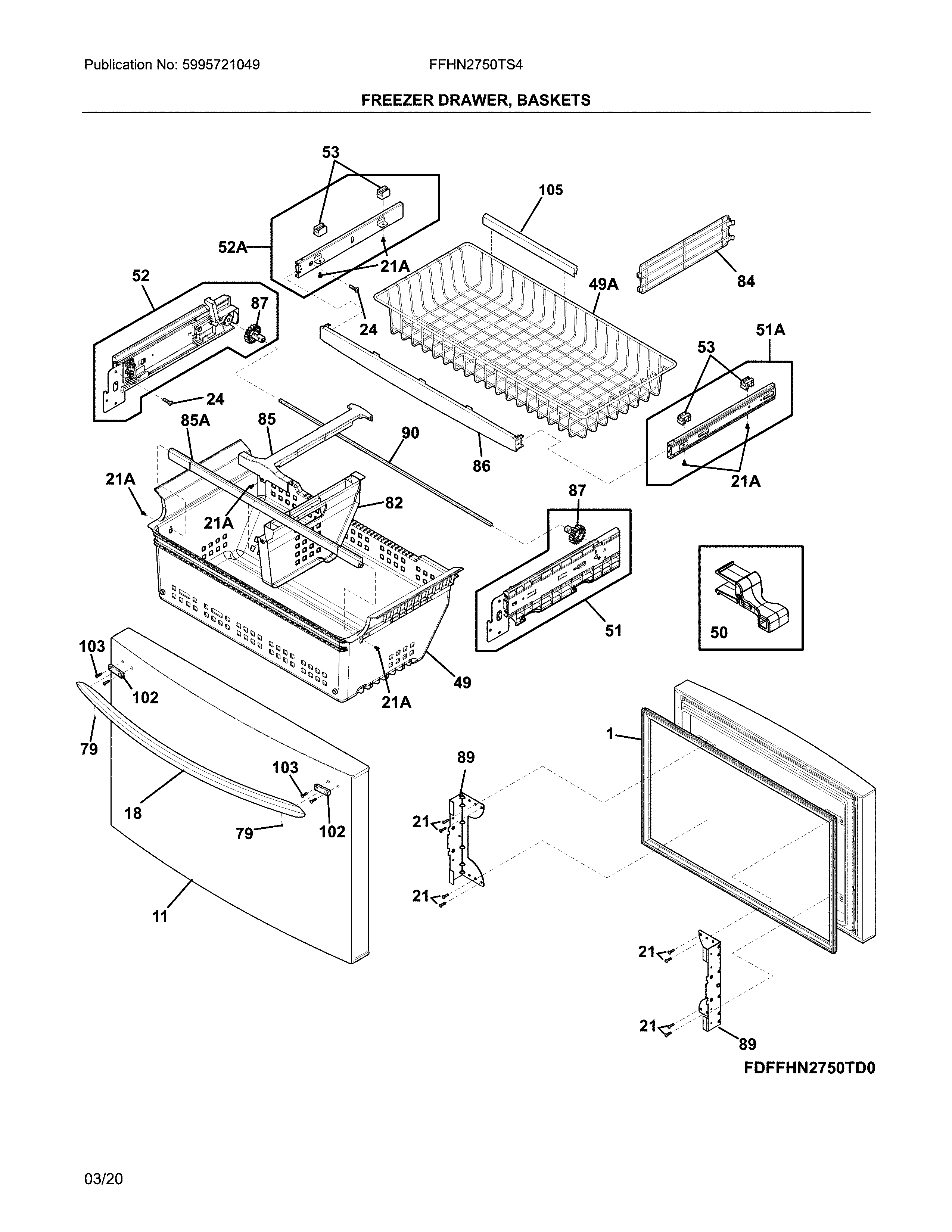 Frigidaire FFHN2750TS4 freezer door diagram