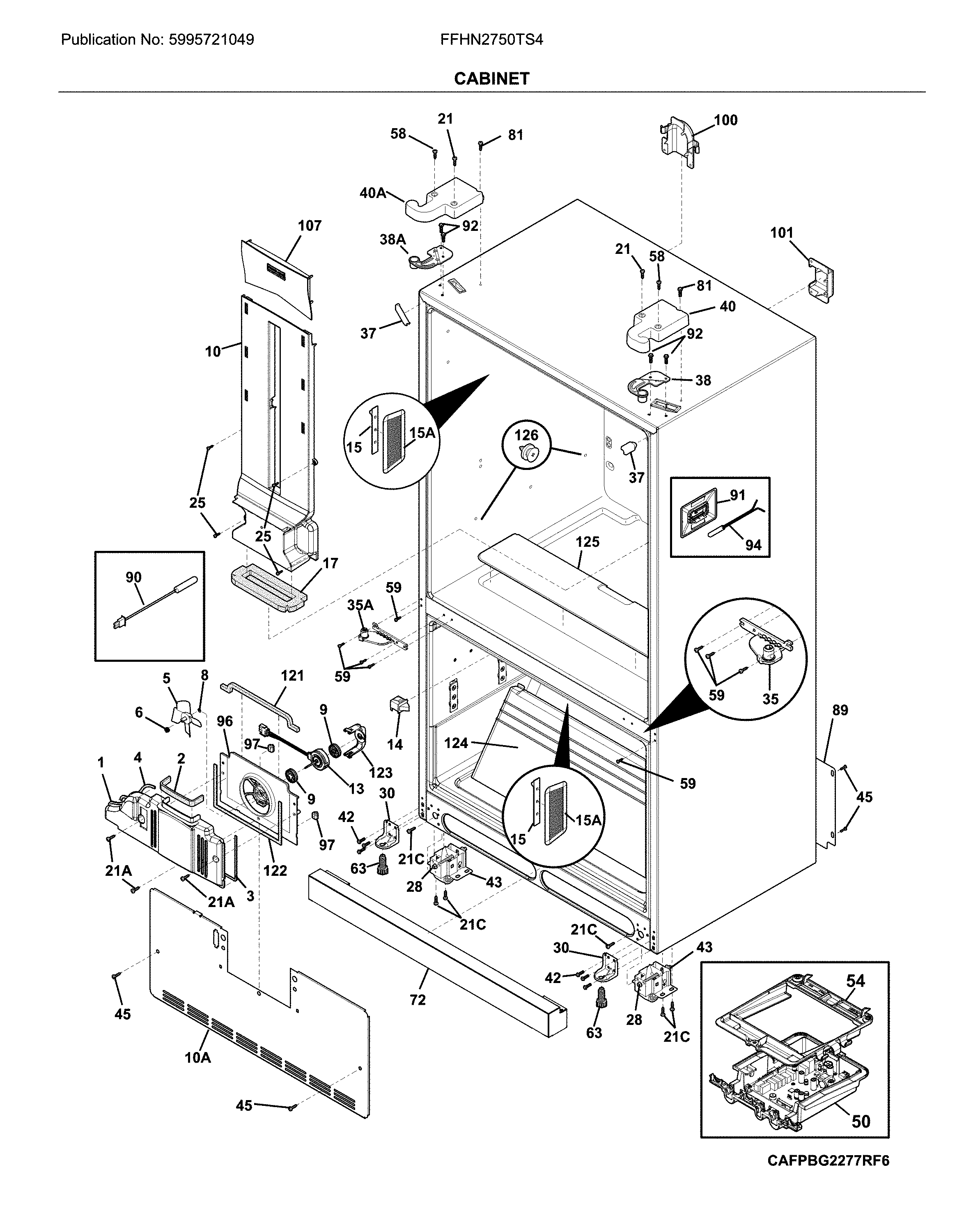Frigidaire FFHN2750TS4 cabinet diagram