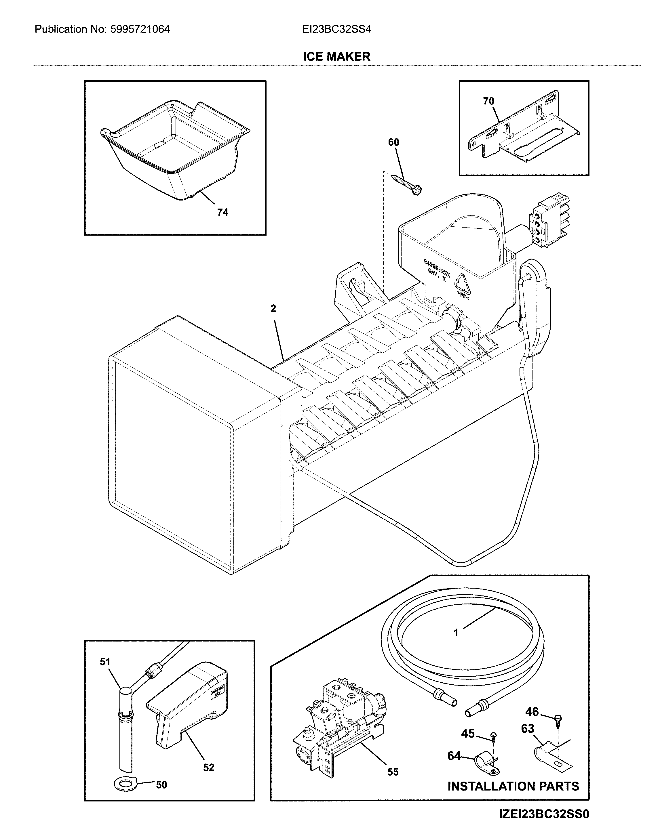 Electrolux EI23BC32SS4 ice maker diagram