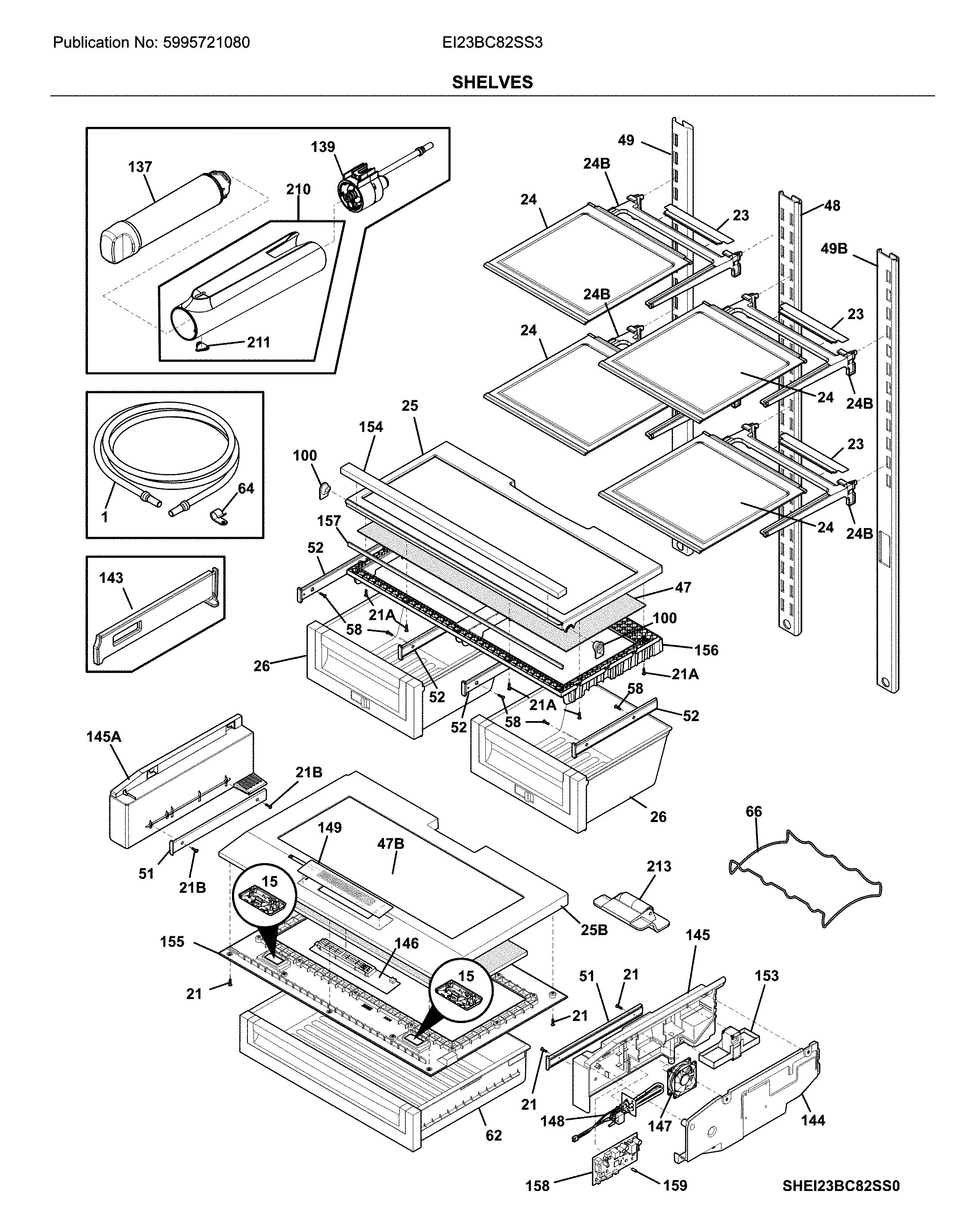 Electrolux EI23BC82SS3 shelves diagram