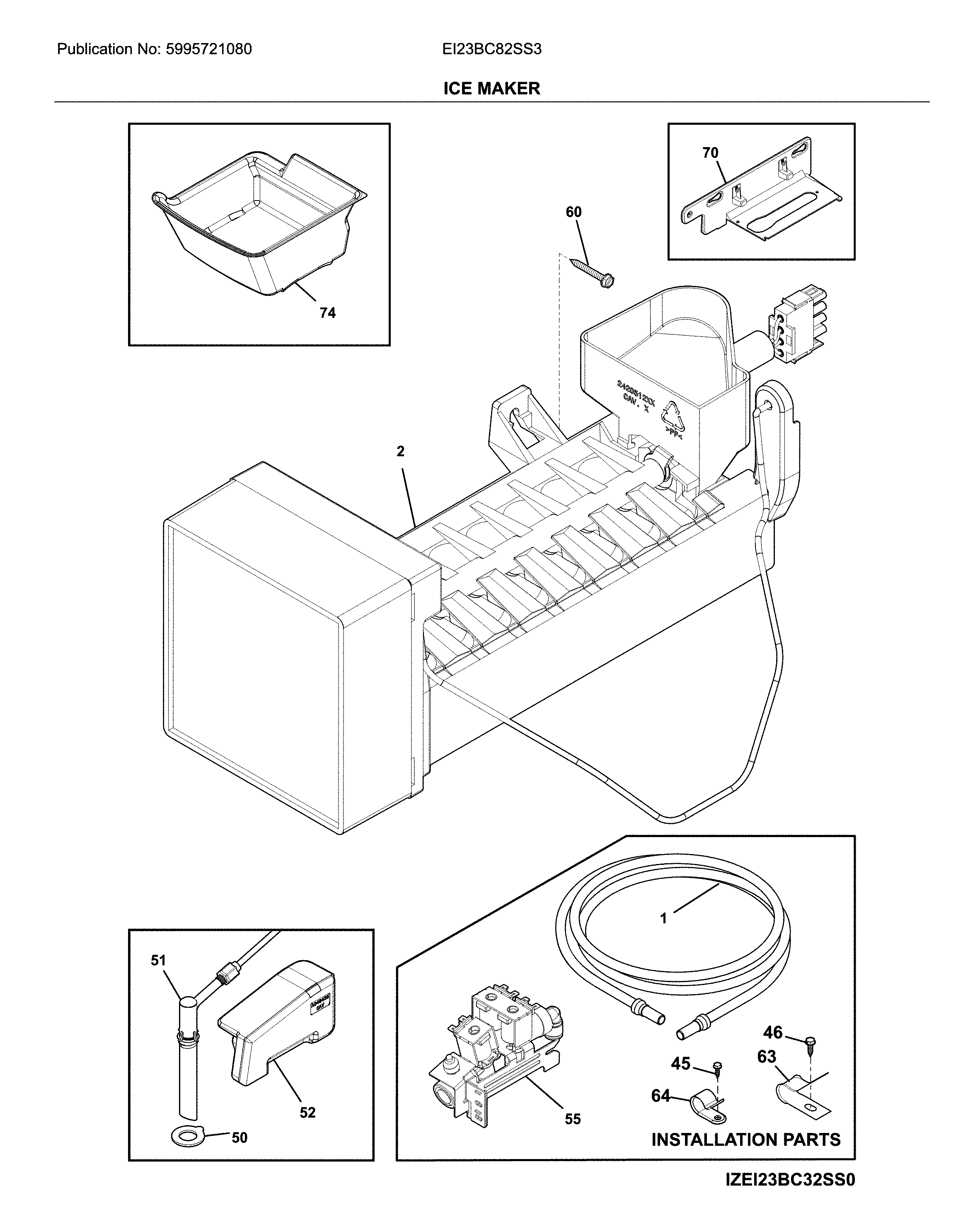 Electrolux EI23BC82SS3 ice maker diagram