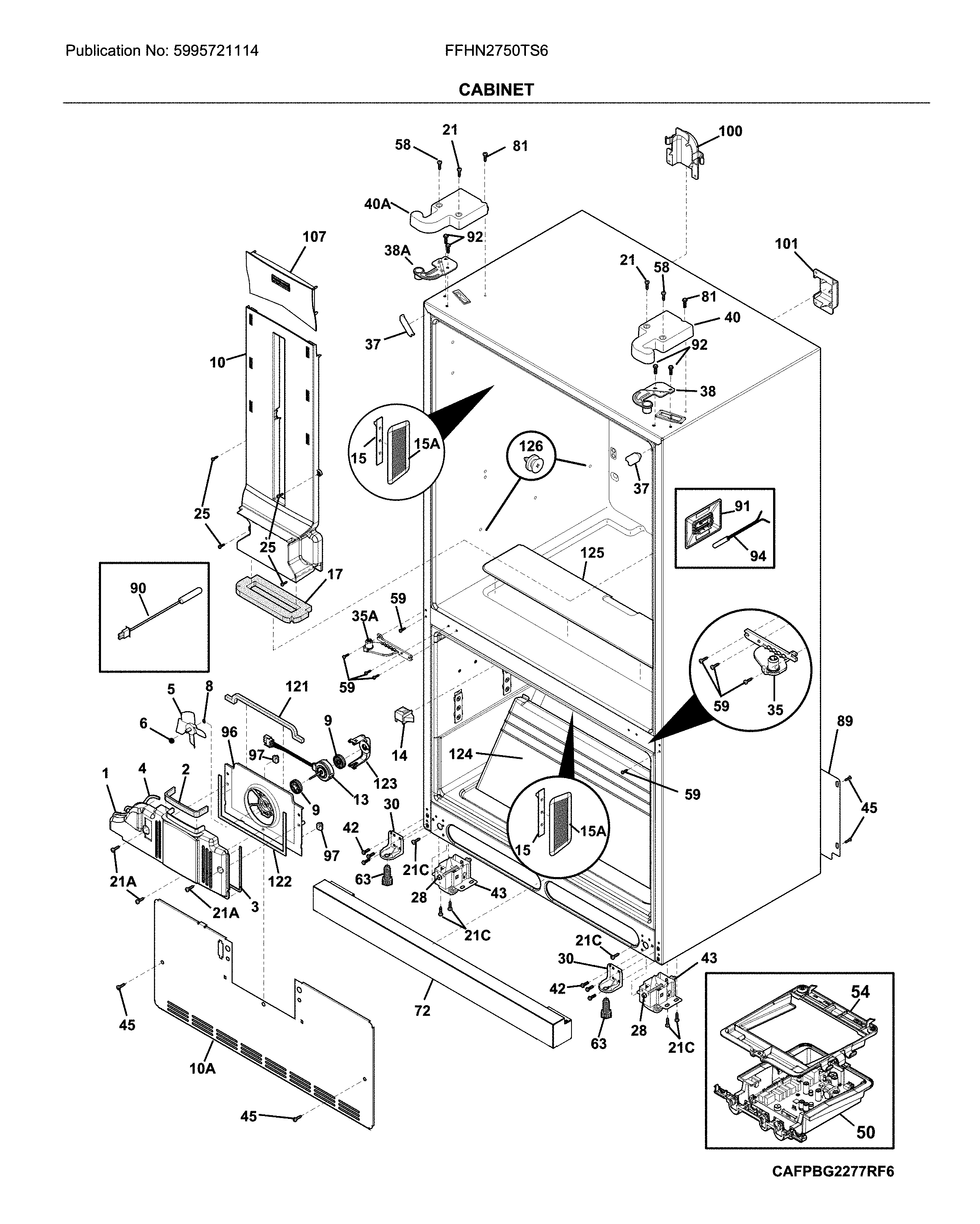 Frigidaire FFHN2750TS6 cabinet diagram