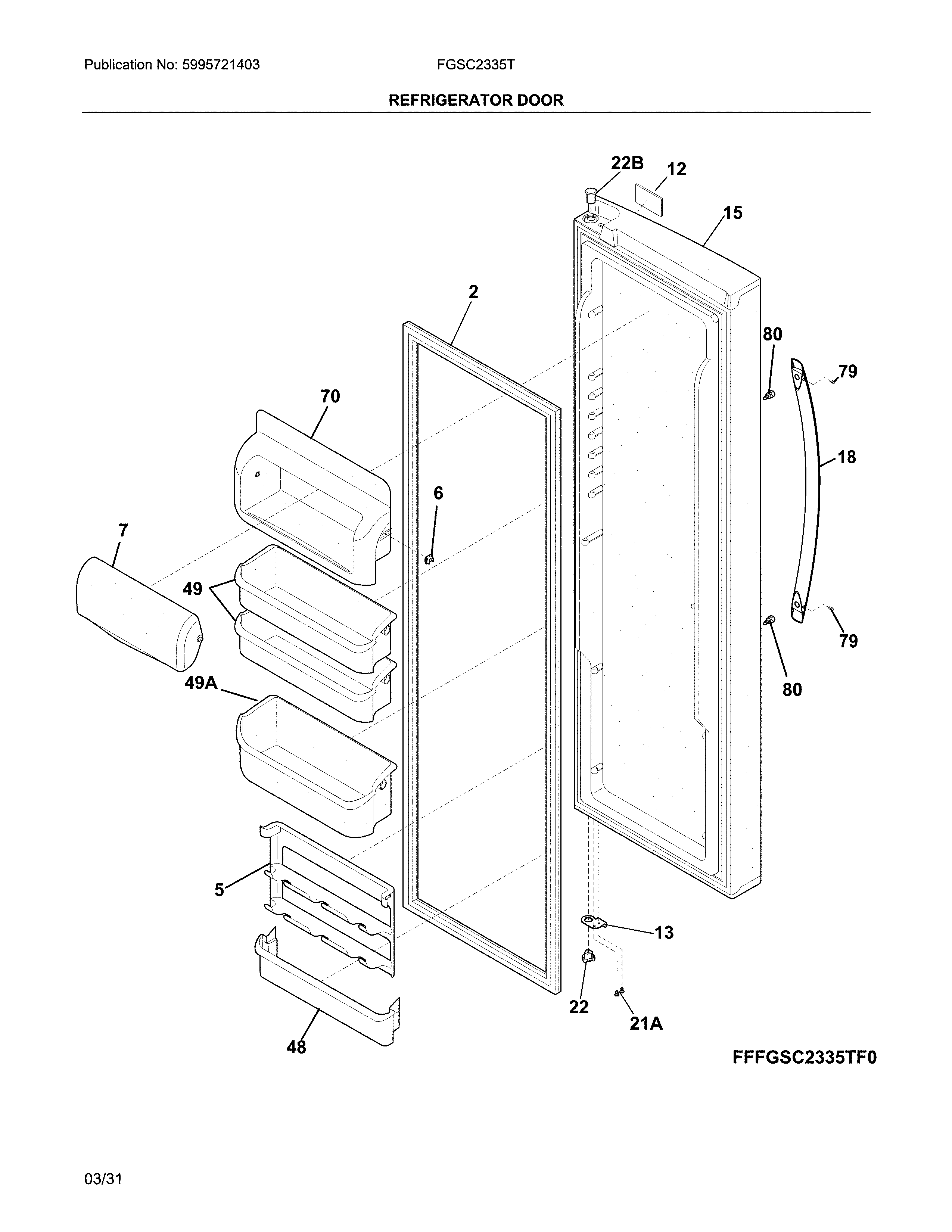 Frigidaire FGSC2335TD7 fresh food door diagram