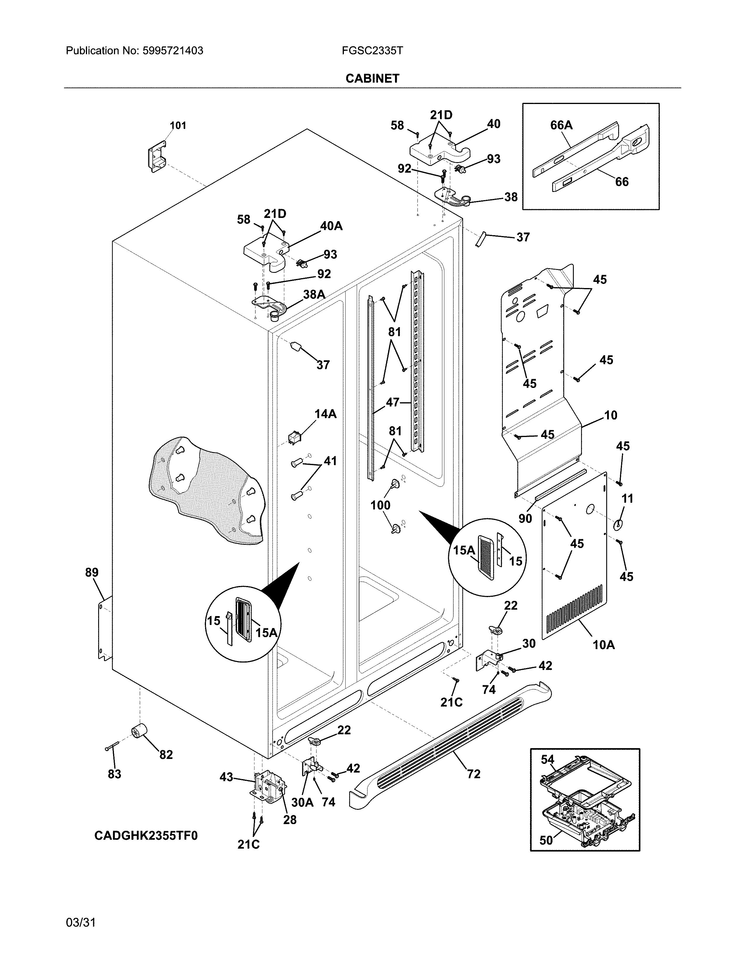 Frigidaire FGSC2335TD7 cabinet diagram