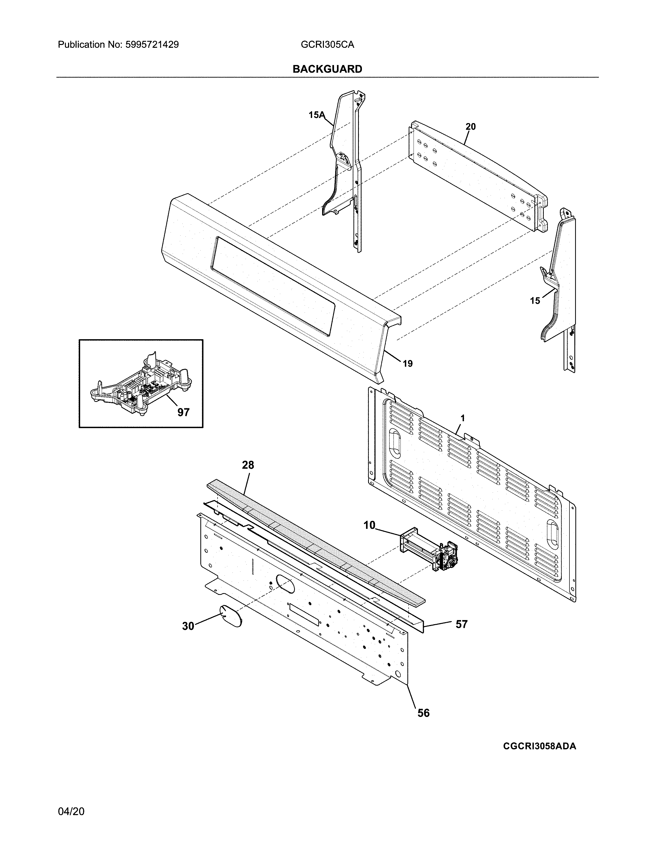 Frigidaire GCRI305CAFA backguard diagram