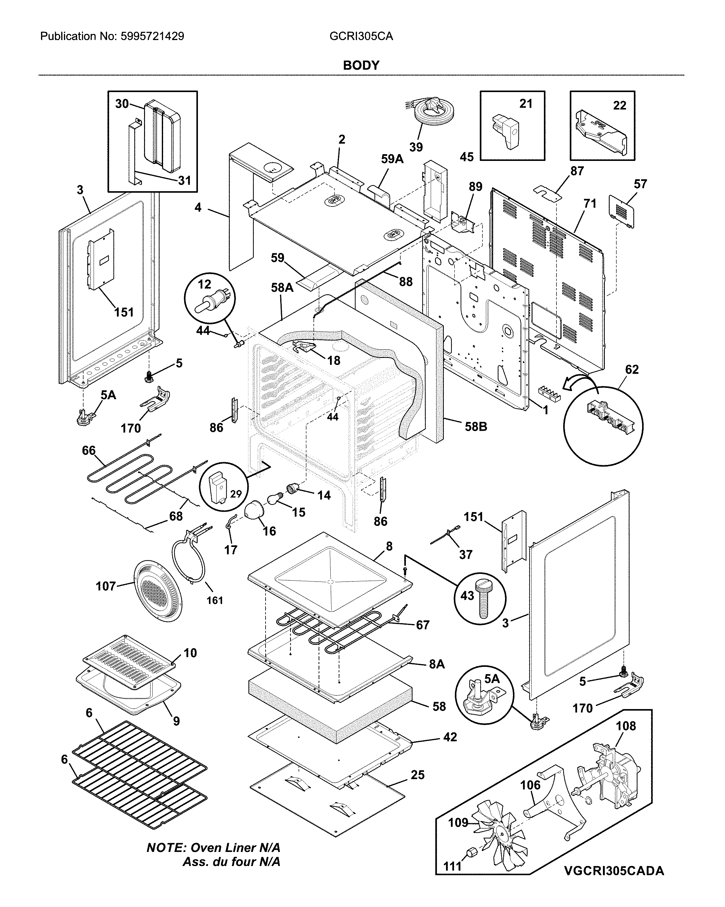 Frigidaire GCRI305CAFA body diagram